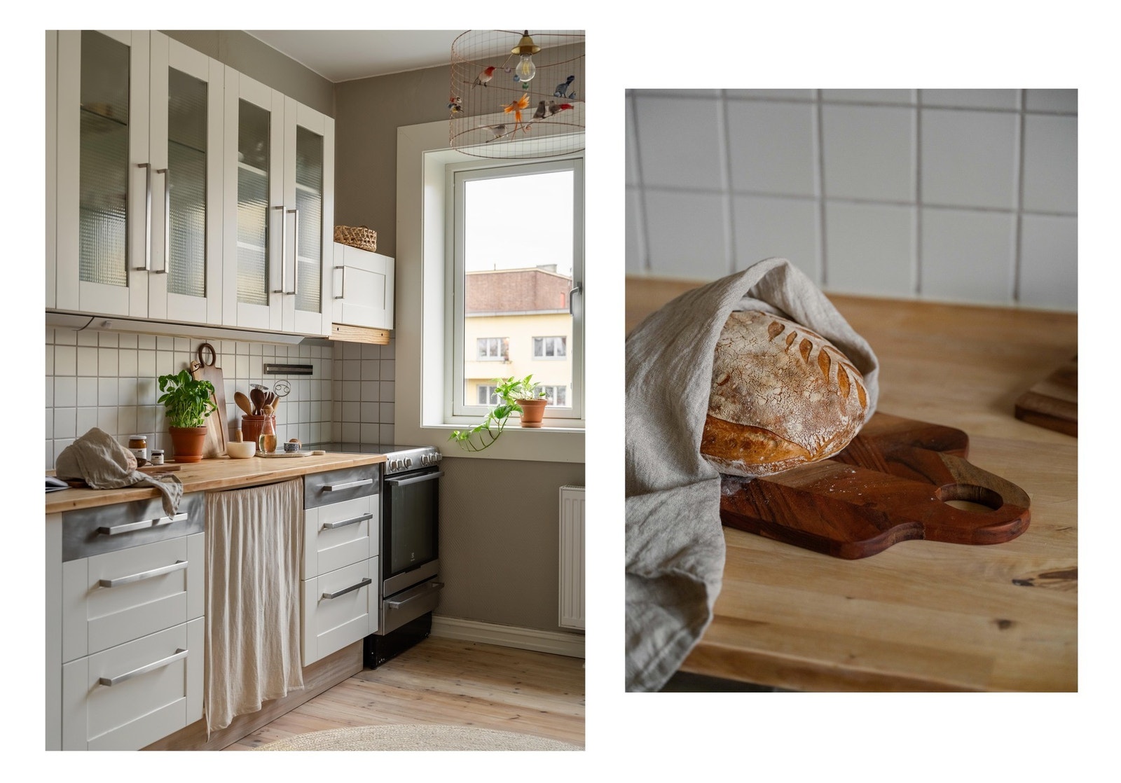 Det er rikelig med både skap- og benkeplass her inne. Innredningen består av profilerte fronter med stålhåndtak, samt heltre benkeplater. Galleribilde