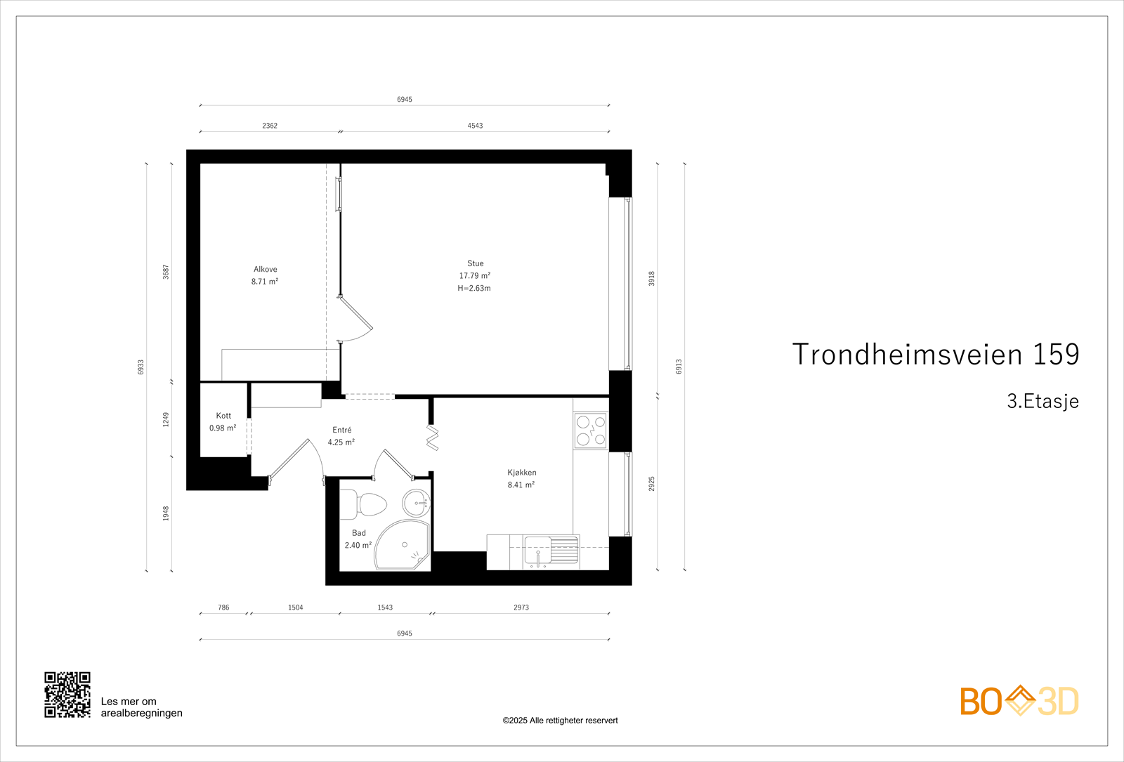 Målsatt plantegning. Galleribilde