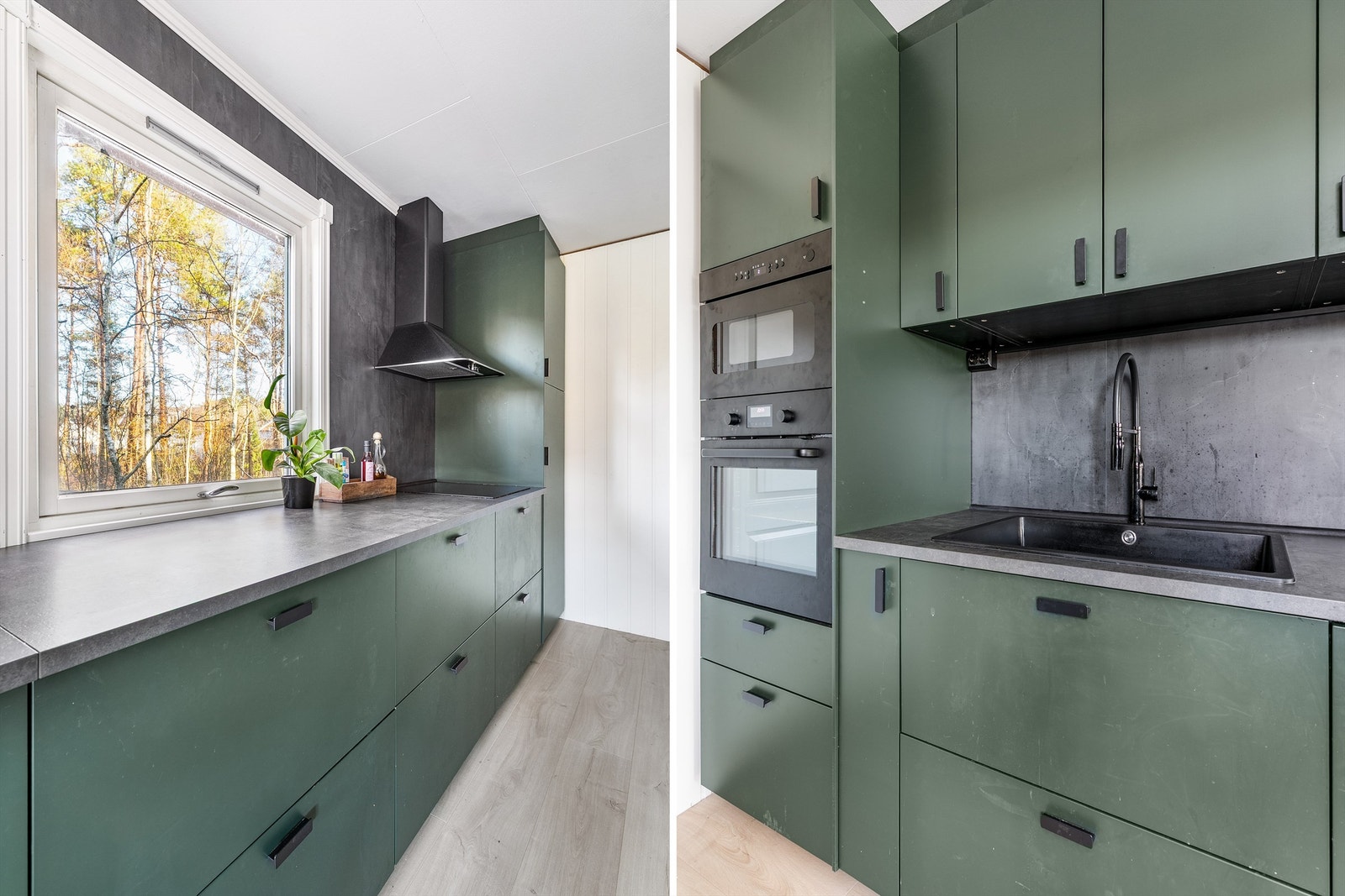 Innenfor kjøkkenet finnes vaskerom fra byggeåret. Vaskerommet har fukt i vegg og et generelt renoveringsbehov. Galleribilde