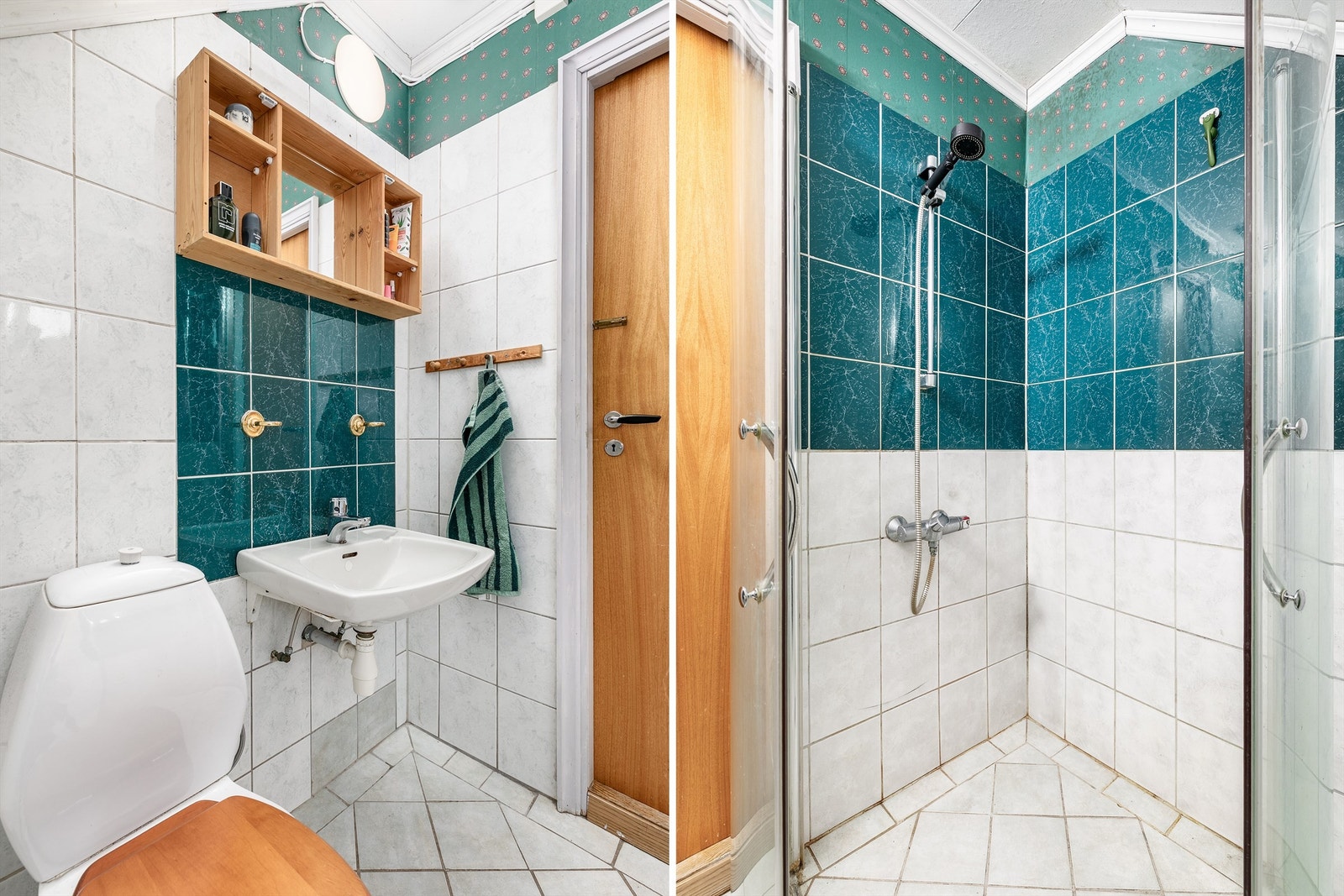 Gulvet og det meste av badets veggflater er utført med fliser. I gulvet er det elektrisk varme. Galleribilde