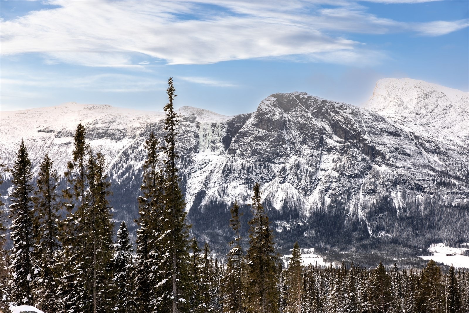 Mektig utsikt til fjellene i sør og nærheten til flotte turmuligheter, hele året. Galleribilde
