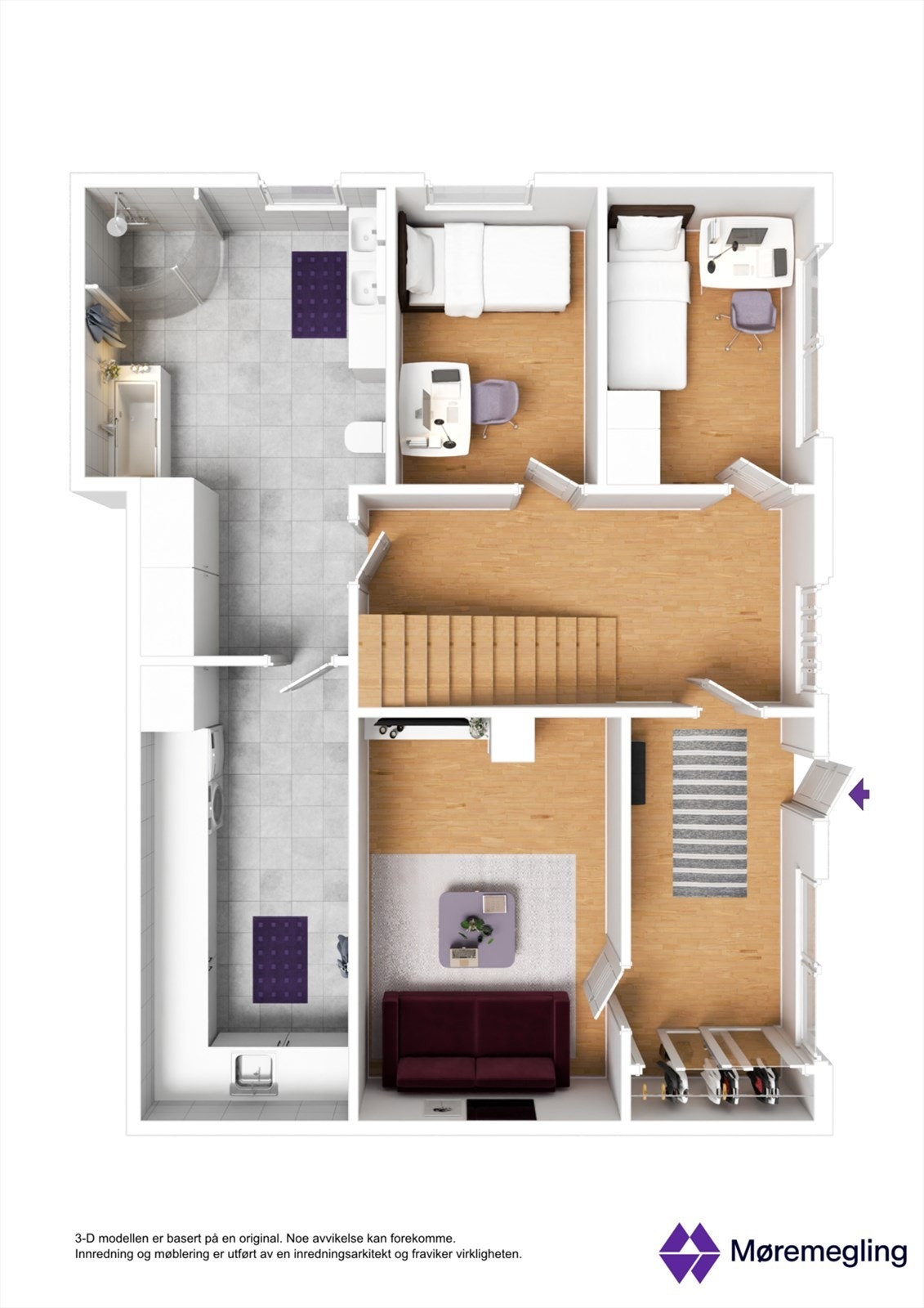 Plantegning underetasje - 3D Galleribilde