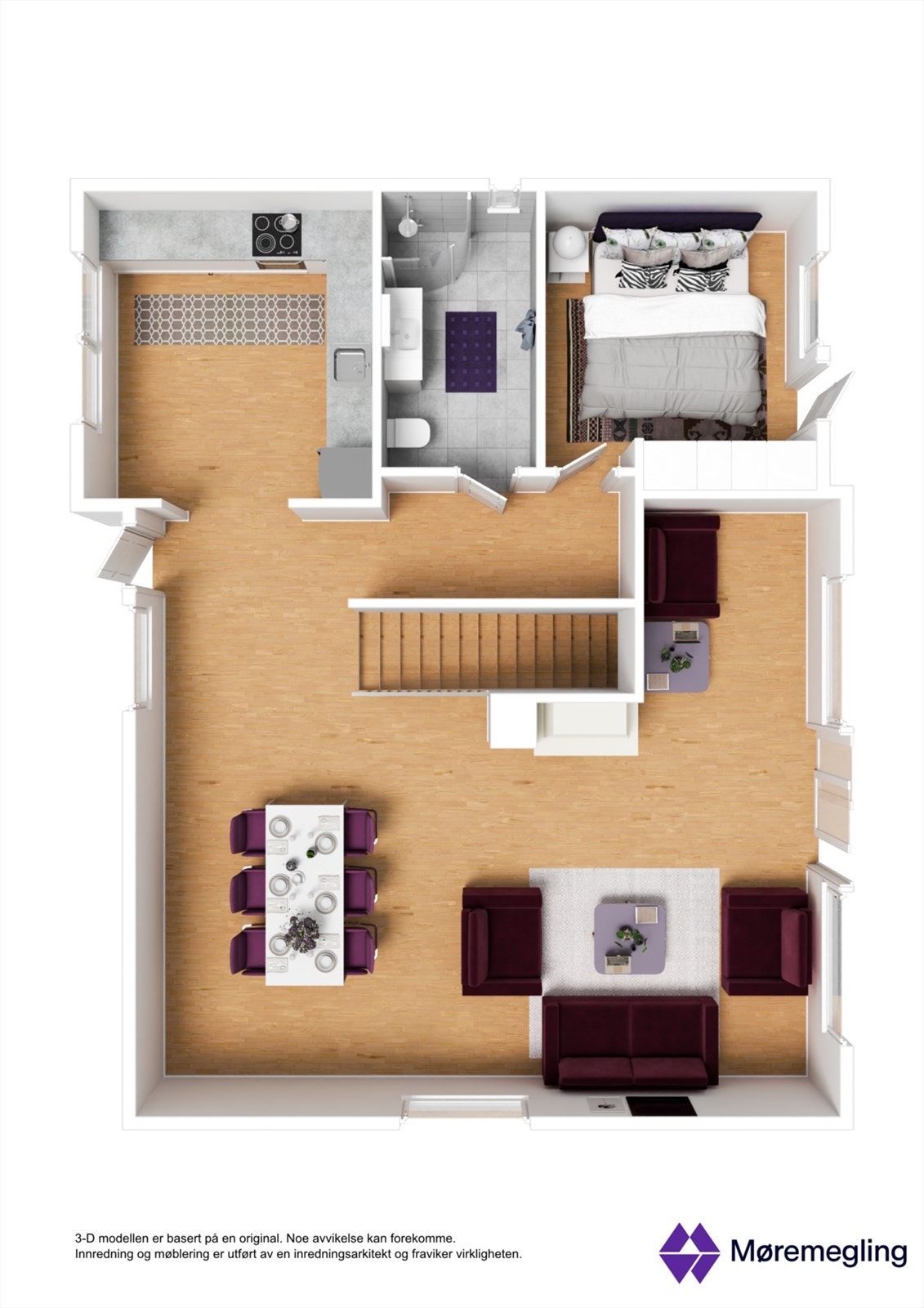 Plantegning 1. etasje - 3D Galleribilde