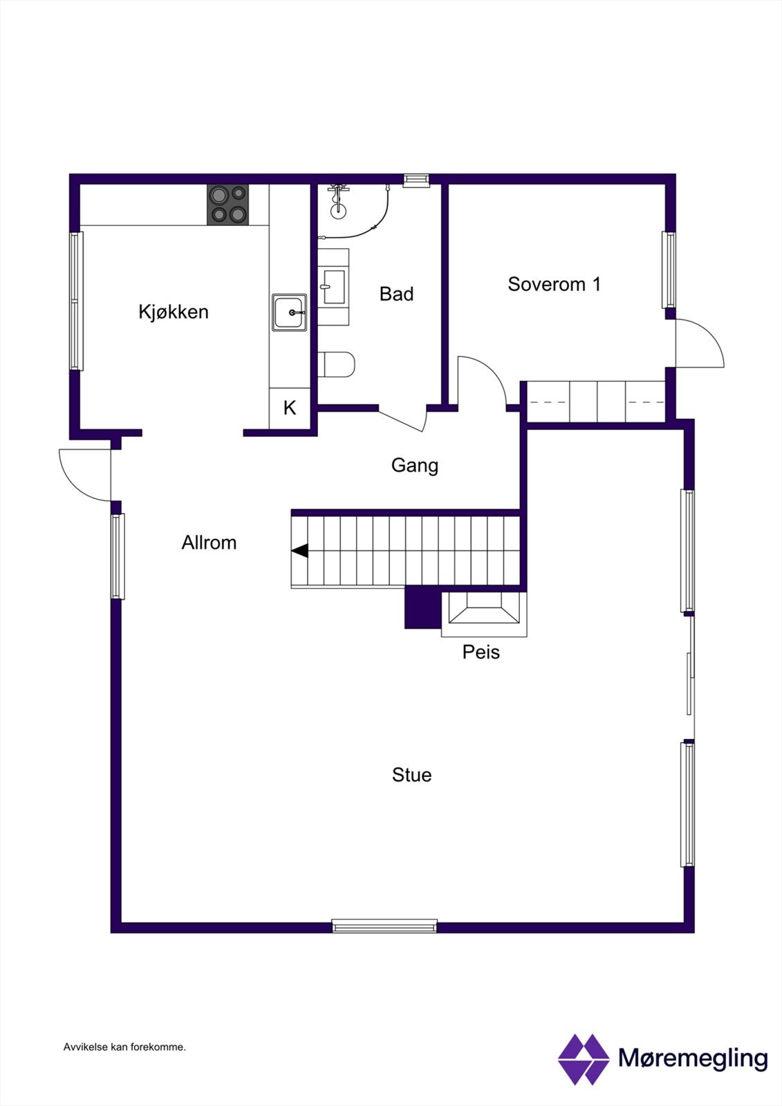 Plantegning 1. etasje - 2D Galleribilde