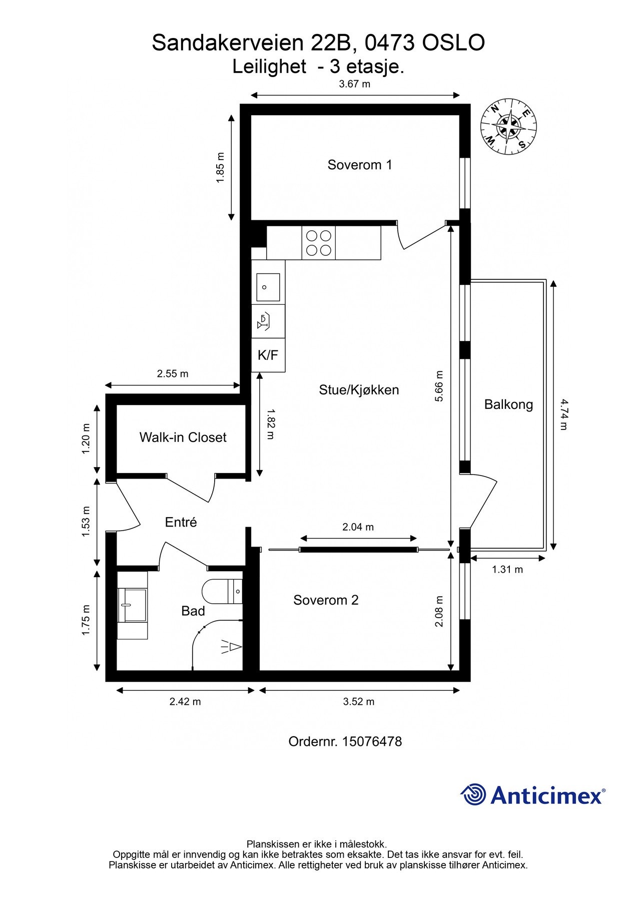 Vi ser på nærmere på boligens planskisse med én gang, slik at du får orientert deg før du blar videre. I tillegg til innvendige arealer disponerer leiligheten en kjellerbod på 5 kvm. Galleribilde