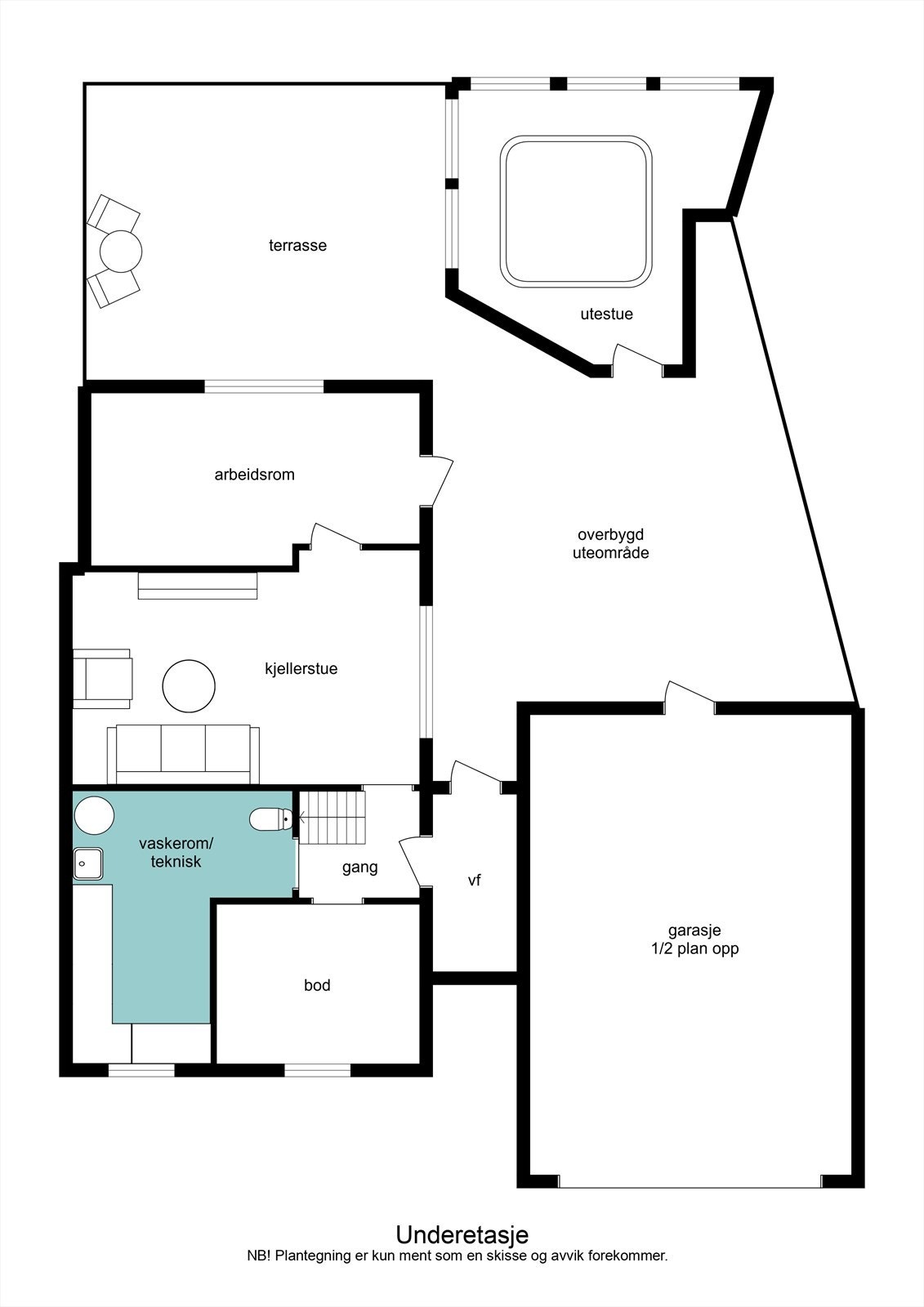 Plantegning underetasje Galleribilde