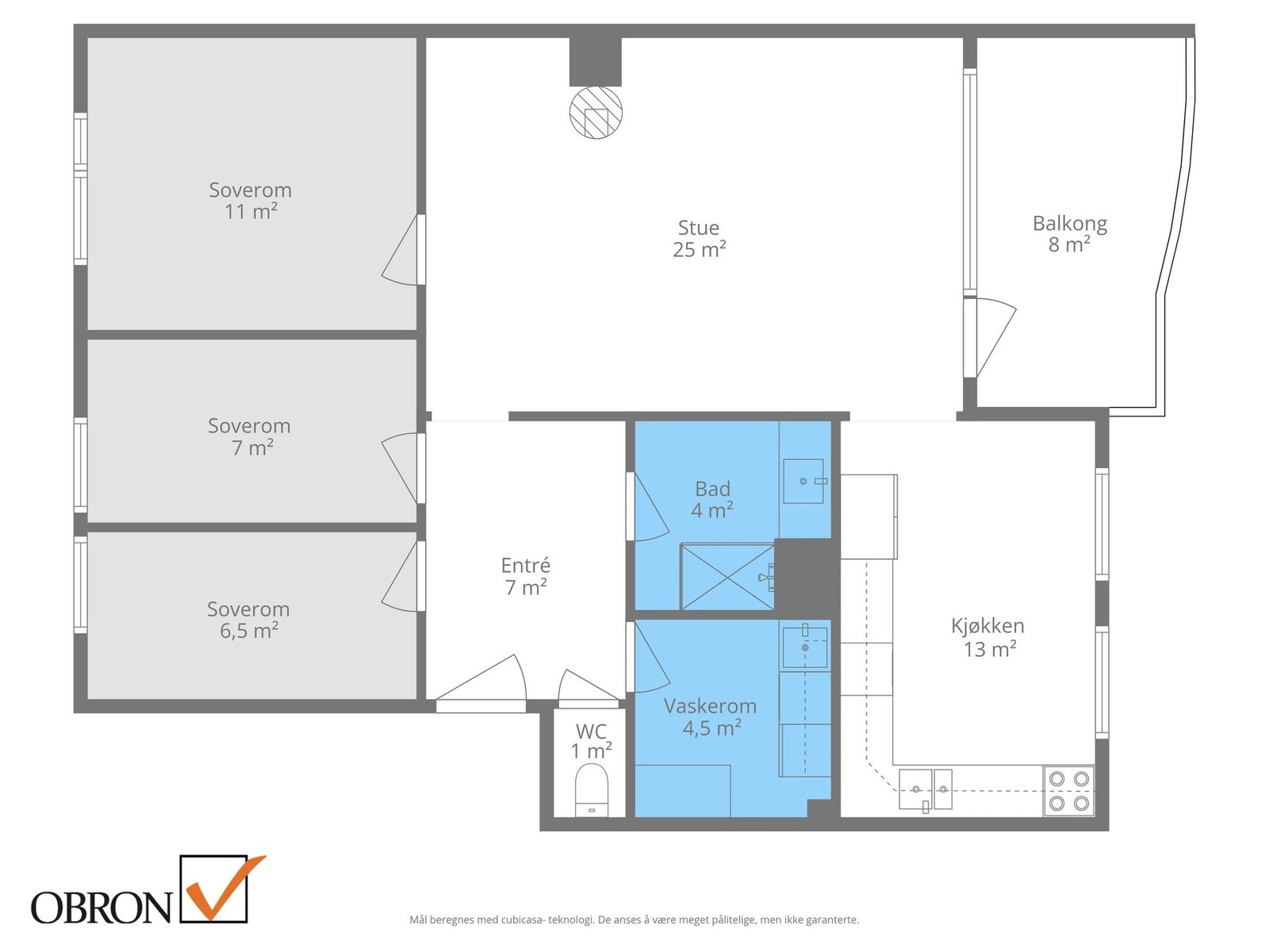 Planskisse 84 kvm. Galleribilde