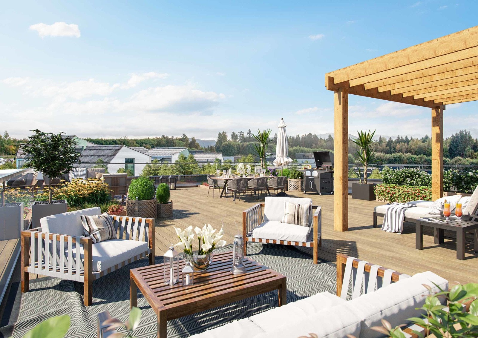 Illustrasjon av felles takterrasse, avvik vil forekomme Galleribilde