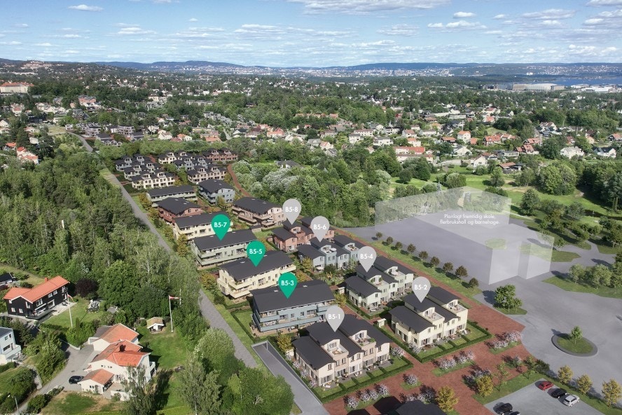 Ballerud Hageby m/store hageareal og Samdyrkelag i regi U.Reist. Rekkehus B5-8. Galleribilde