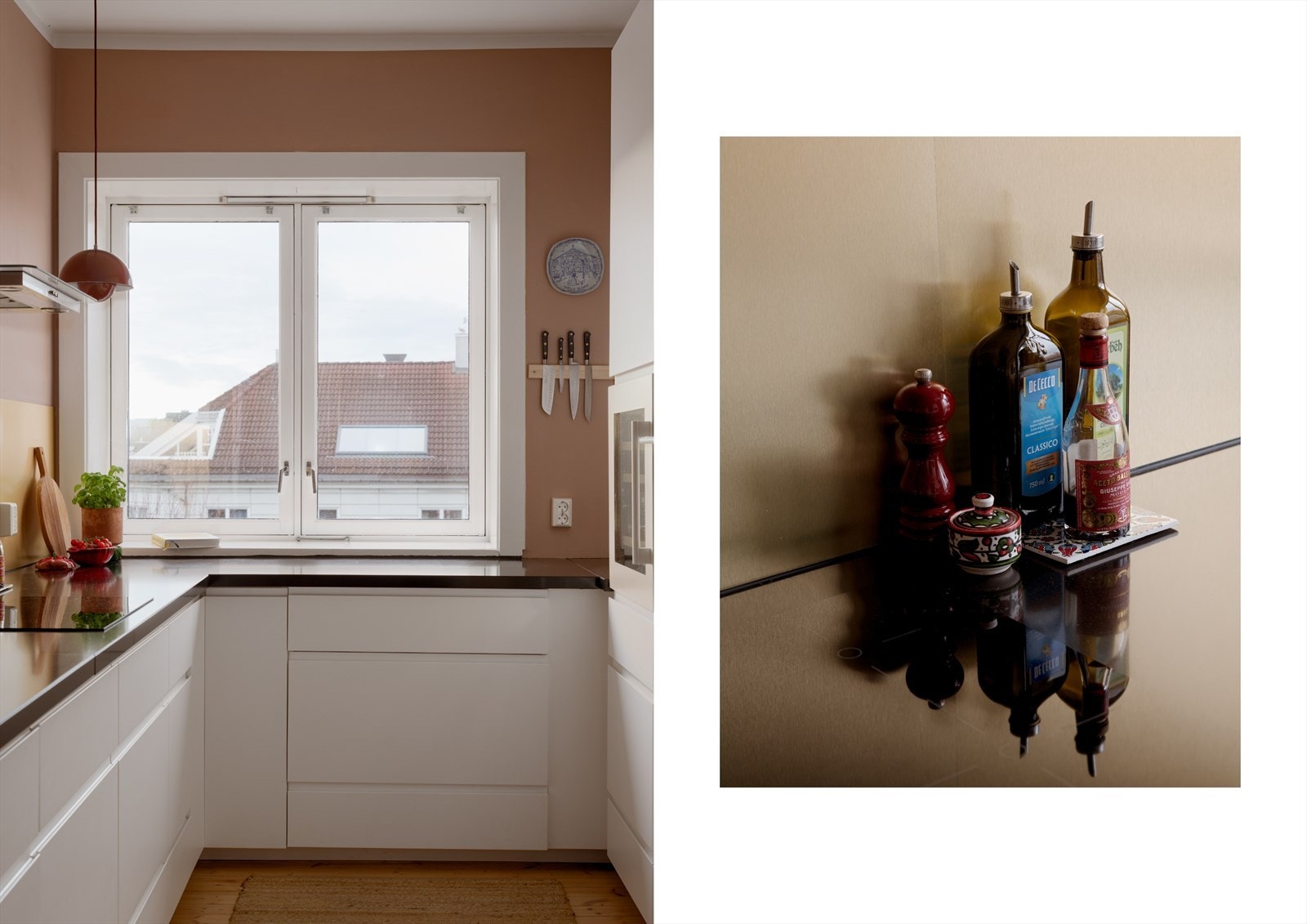 Innredningen er fra 2018 og består av hvite glatte fronter og benkeplate i kompositt. Galleribilde