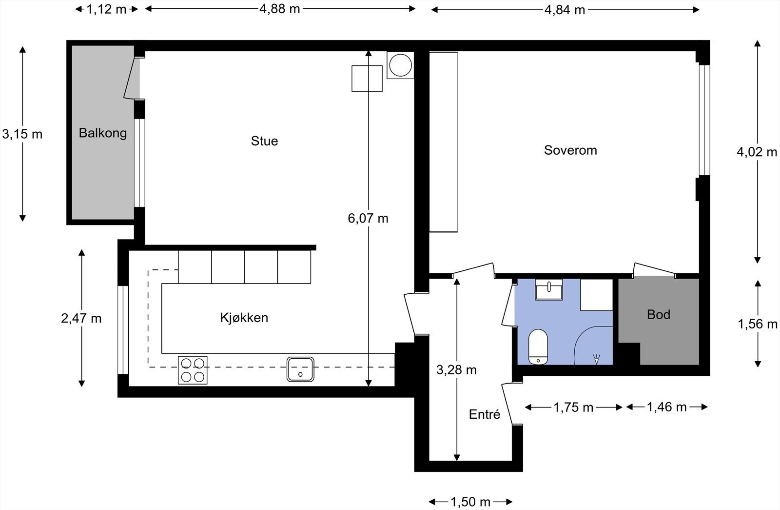 Plantegning fra takstmann. Galleribilde