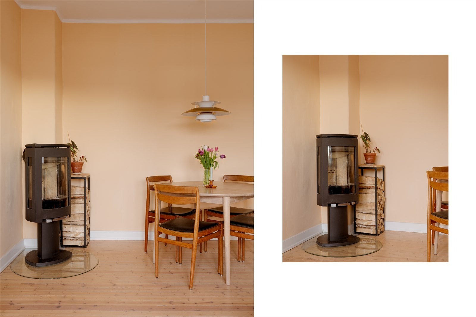 I stuen er det etablert en vedovn, som skaper stemning og varme på kalde dager. Galleribilde