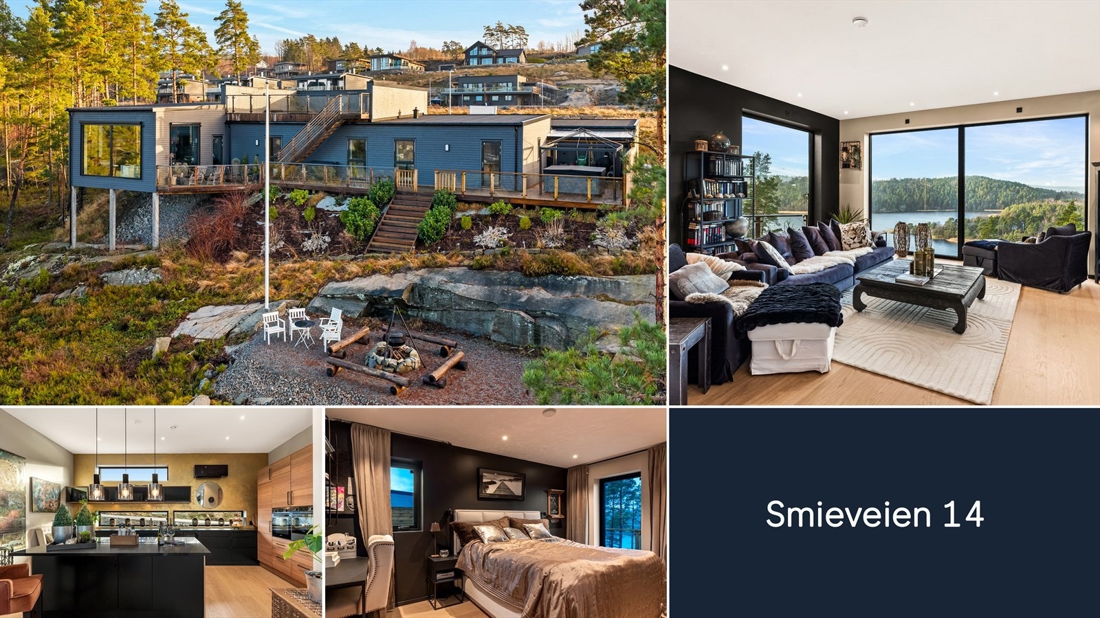 Velkommen til Smieveien 14, en moderne og eksklusiv enebolig med alt på en flate, fantastiske solforhold og nydelig utsikt til fjorden! Galleribilde