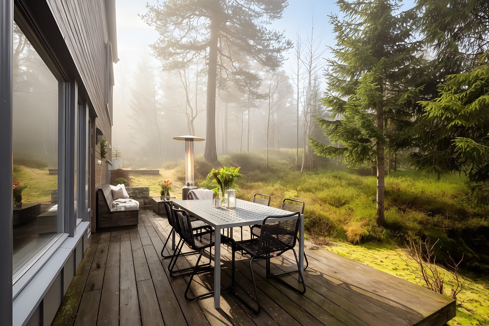 Her bor du tilbaketrukket og fredelig, med skogen rett utenfor døren og uendelige muligheter for turer og naturopplevelser året rundt. Galleribilde