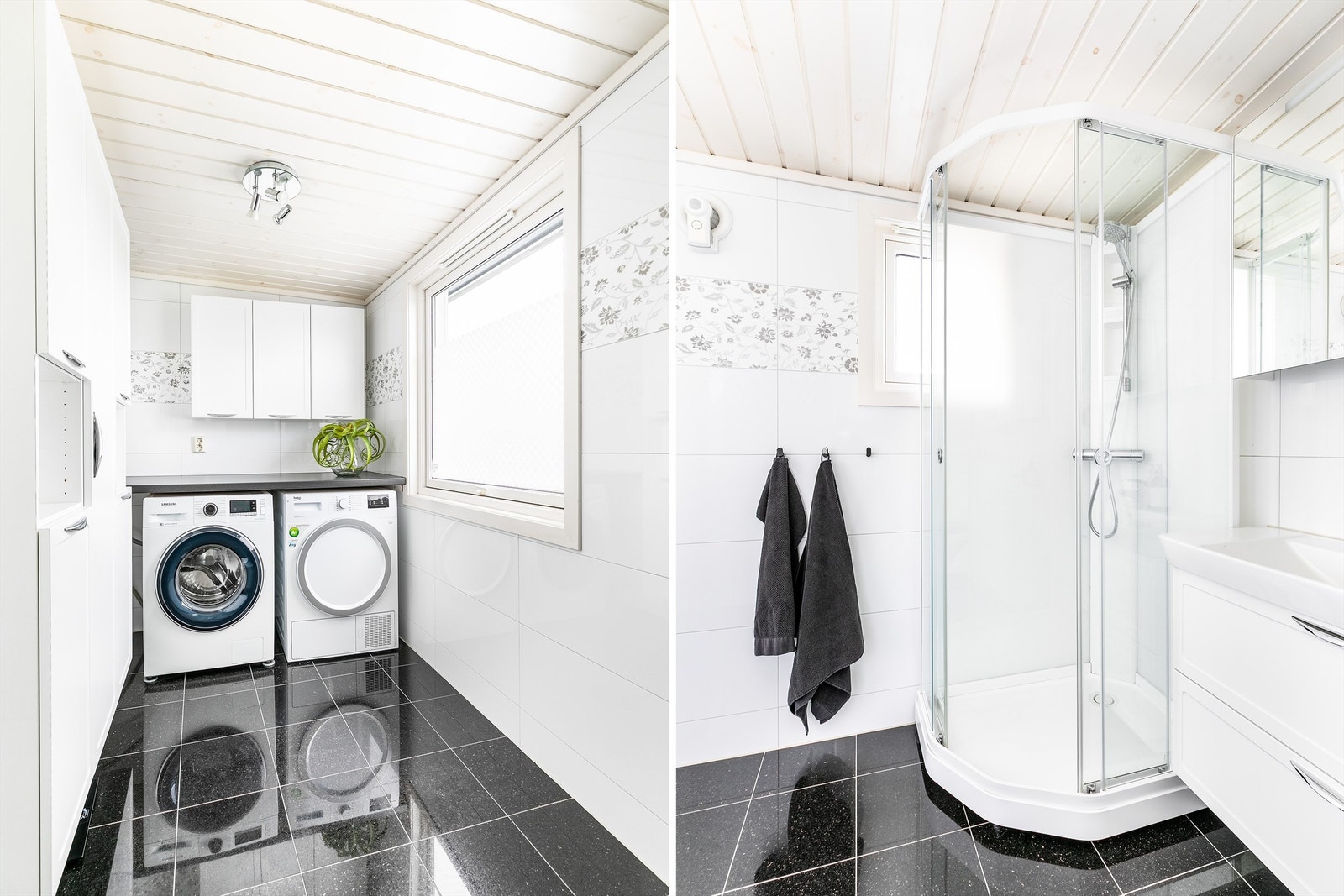 Etter utvidelse fungerer badet utmerket også som vaskerom. Dusjkabinett var nytt i 2024. Galleribilde