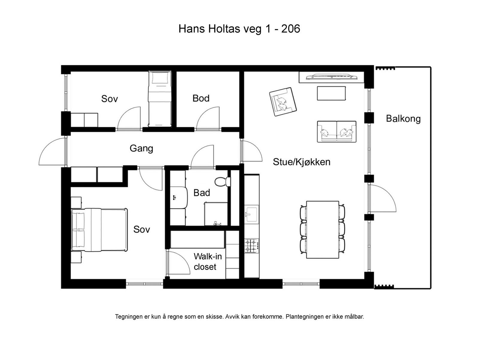 Plantegning leilighet 206 Galleribilde