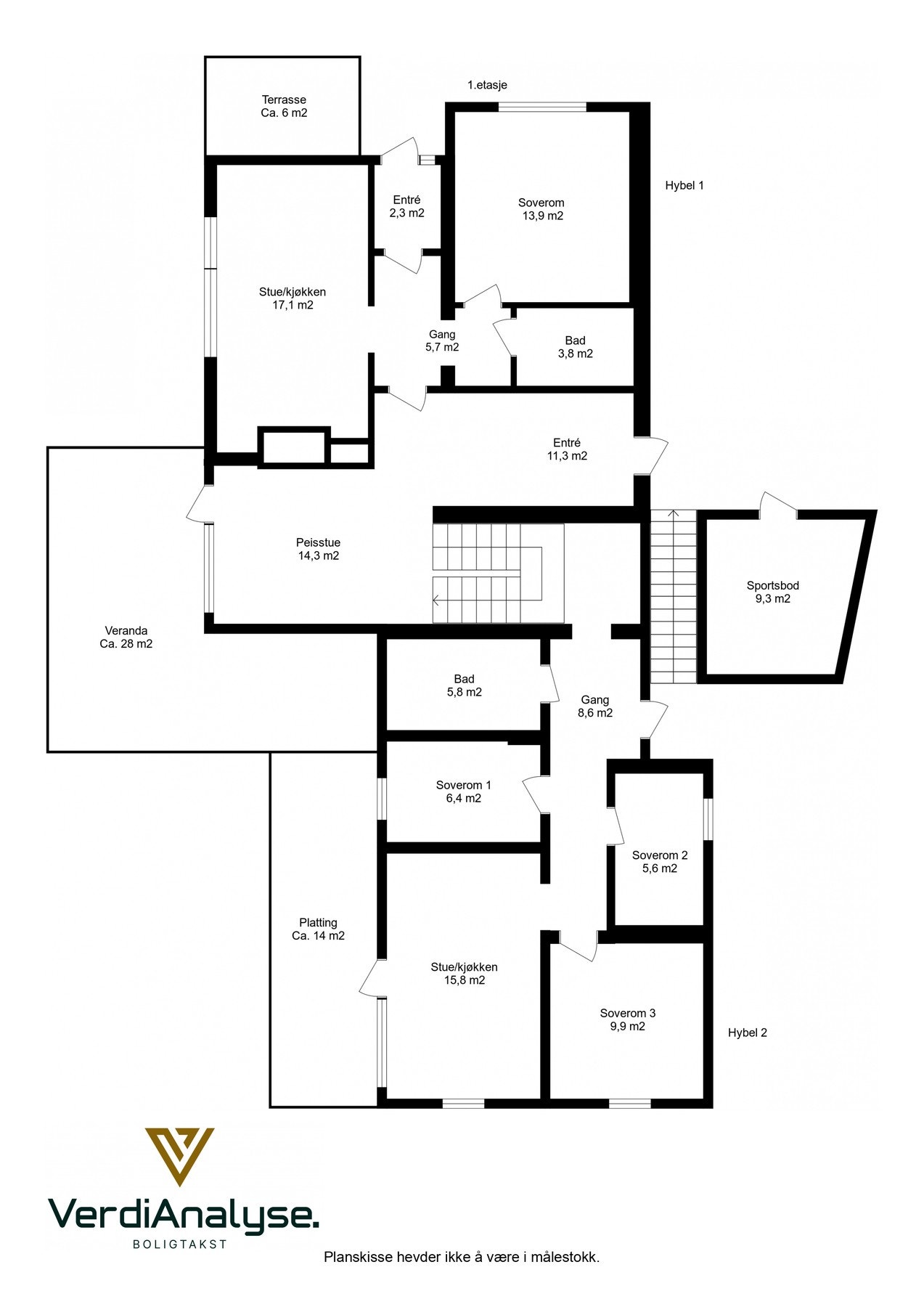Planskisse sokkeletasje. Galleribilde