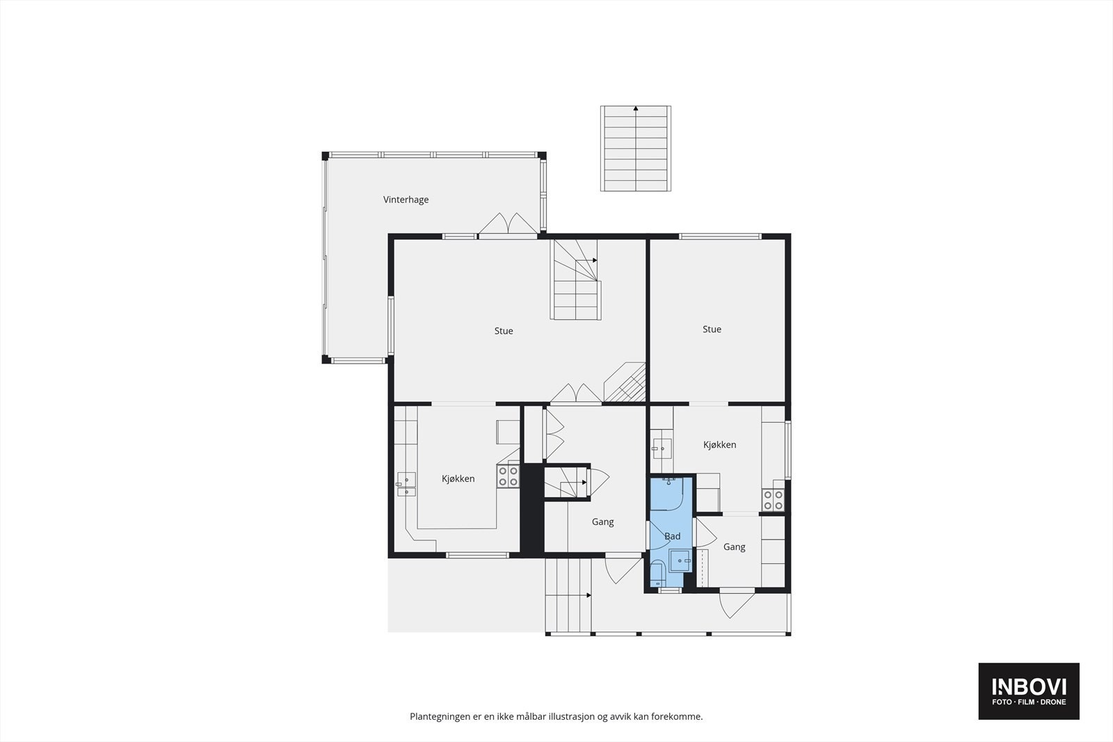 Plantegning 1.etg hoveddel og hybel Galleribilde