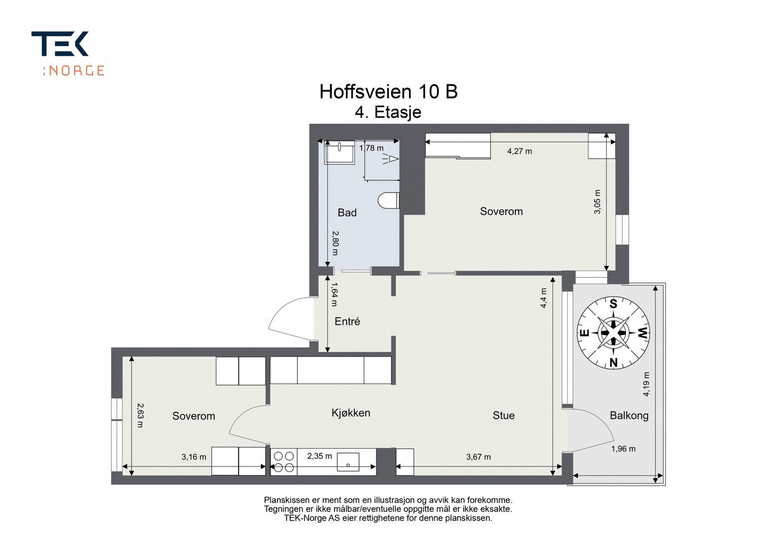 Plantegning, Hoffsveien 10 B, 5. etasje. Galleribilde