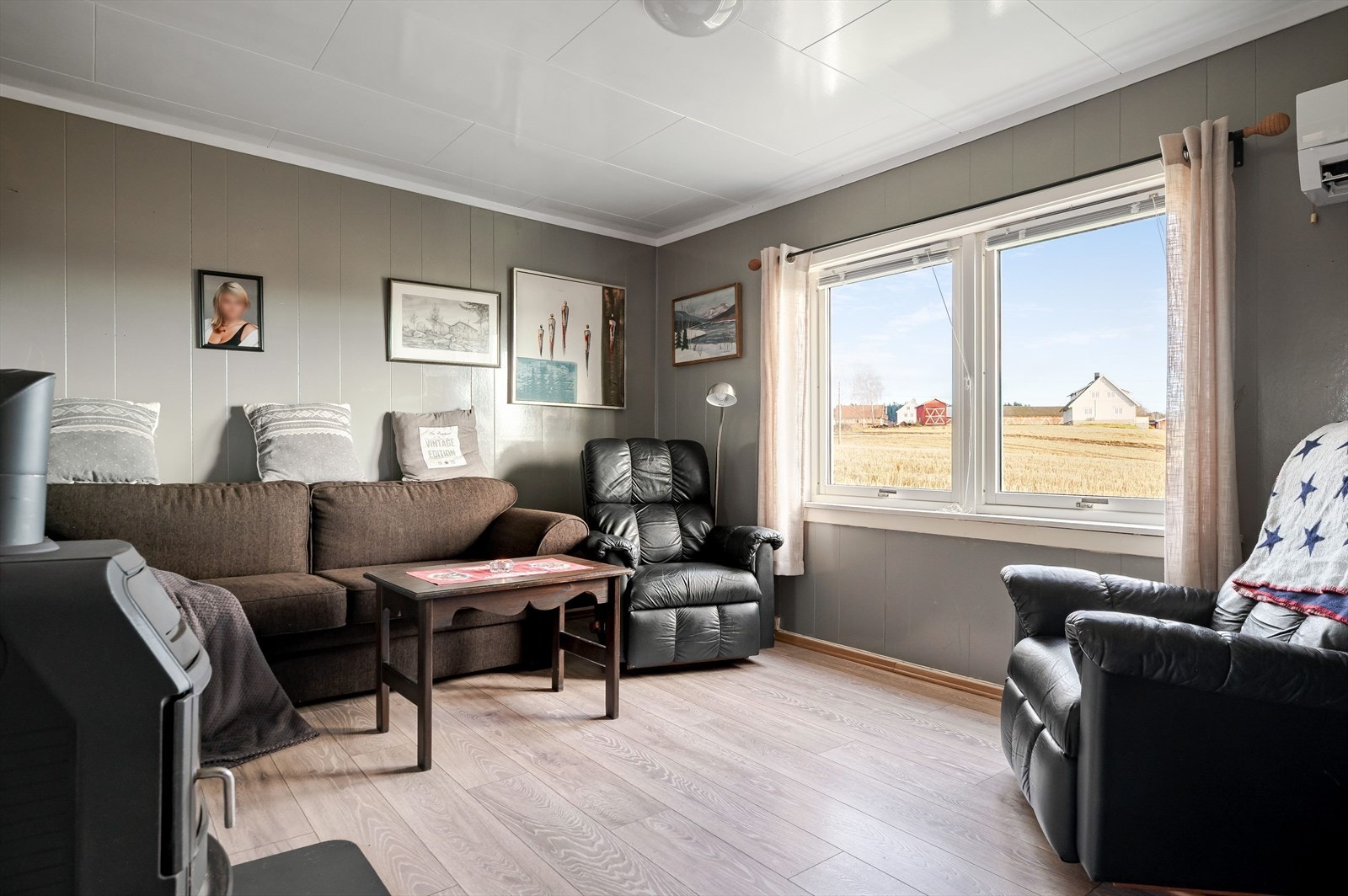 Store vinduer gir rikelig med naturlig lys og utsikt mot landskapet. Galleribilde