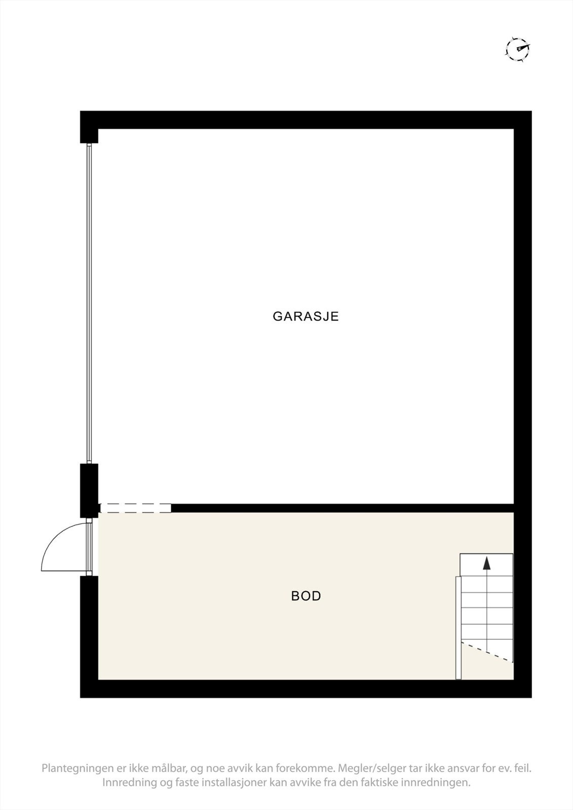 Garasje - Se punkt "ferdigattest". Garasjen går over to etasjer hvor første etasje består av parkeringsrom og bod. Galleribilde