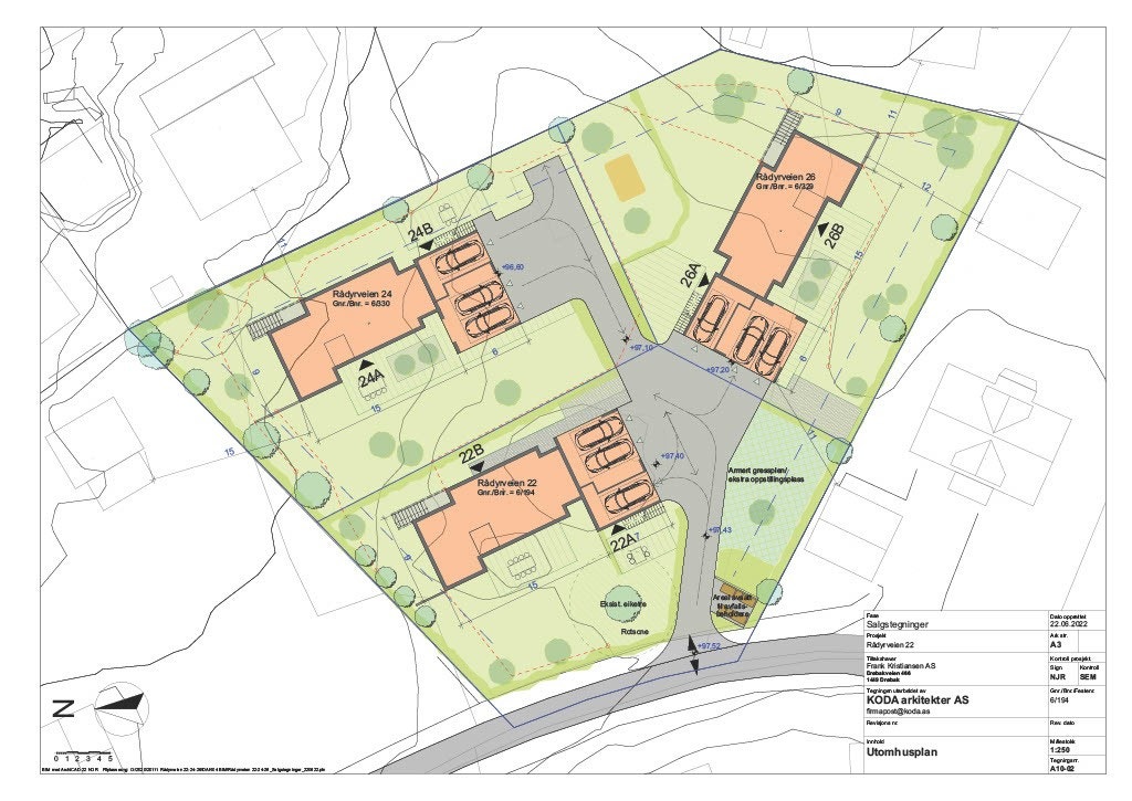 Situasjonskart over Rådyrveien 24 (samt Rådyrveien 22 og 26) Galleribilde