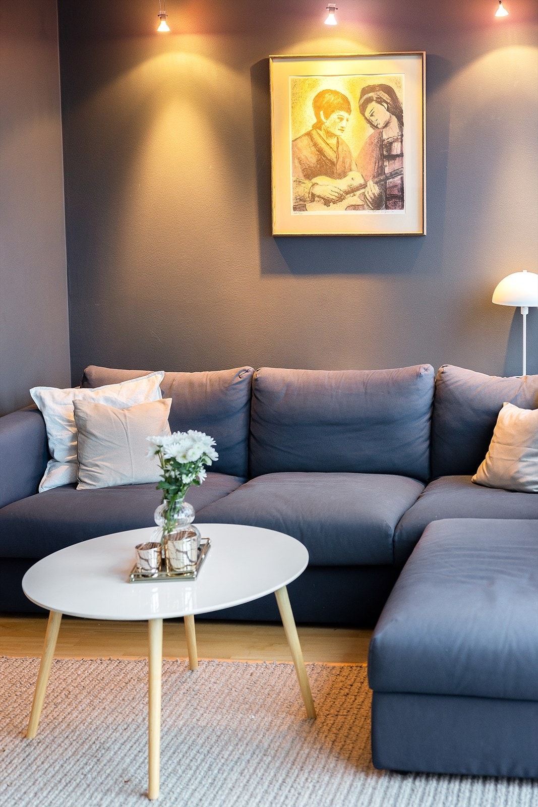 Detaljbilde av sofagruppe - hyggelig sone for avslapning. Galleribilde