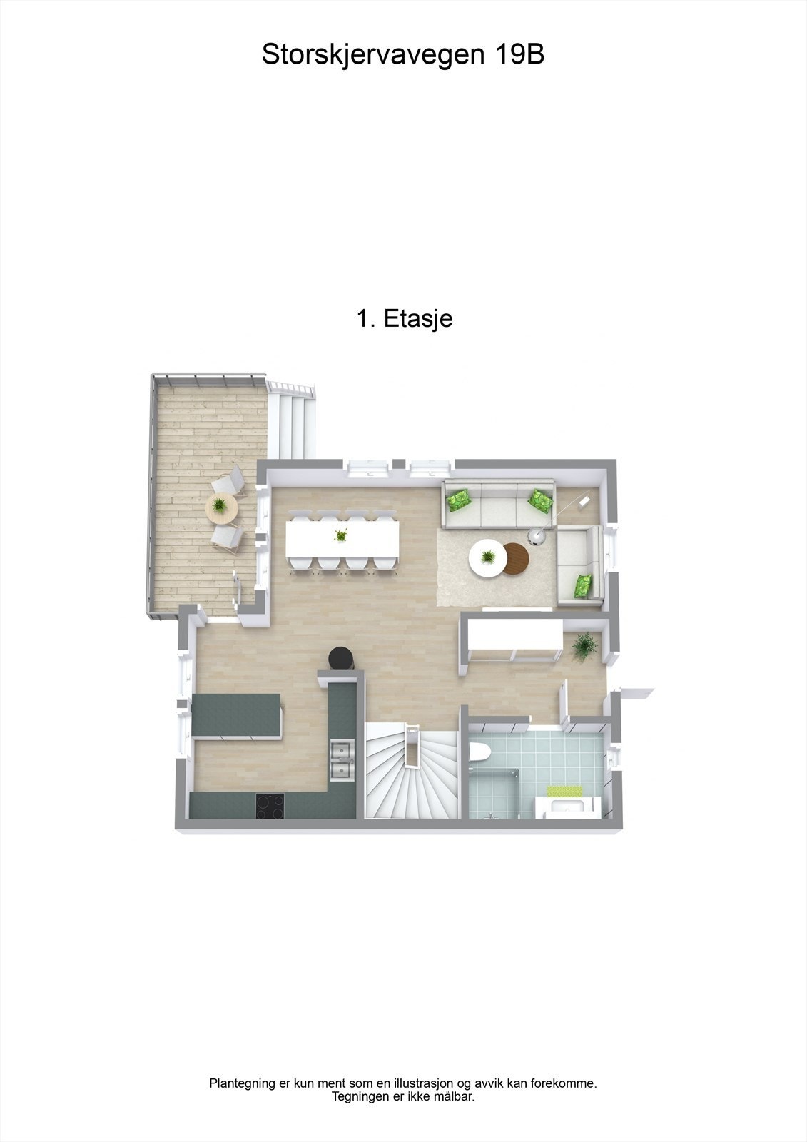 3 D plantegning hovedetasje Galleribilde