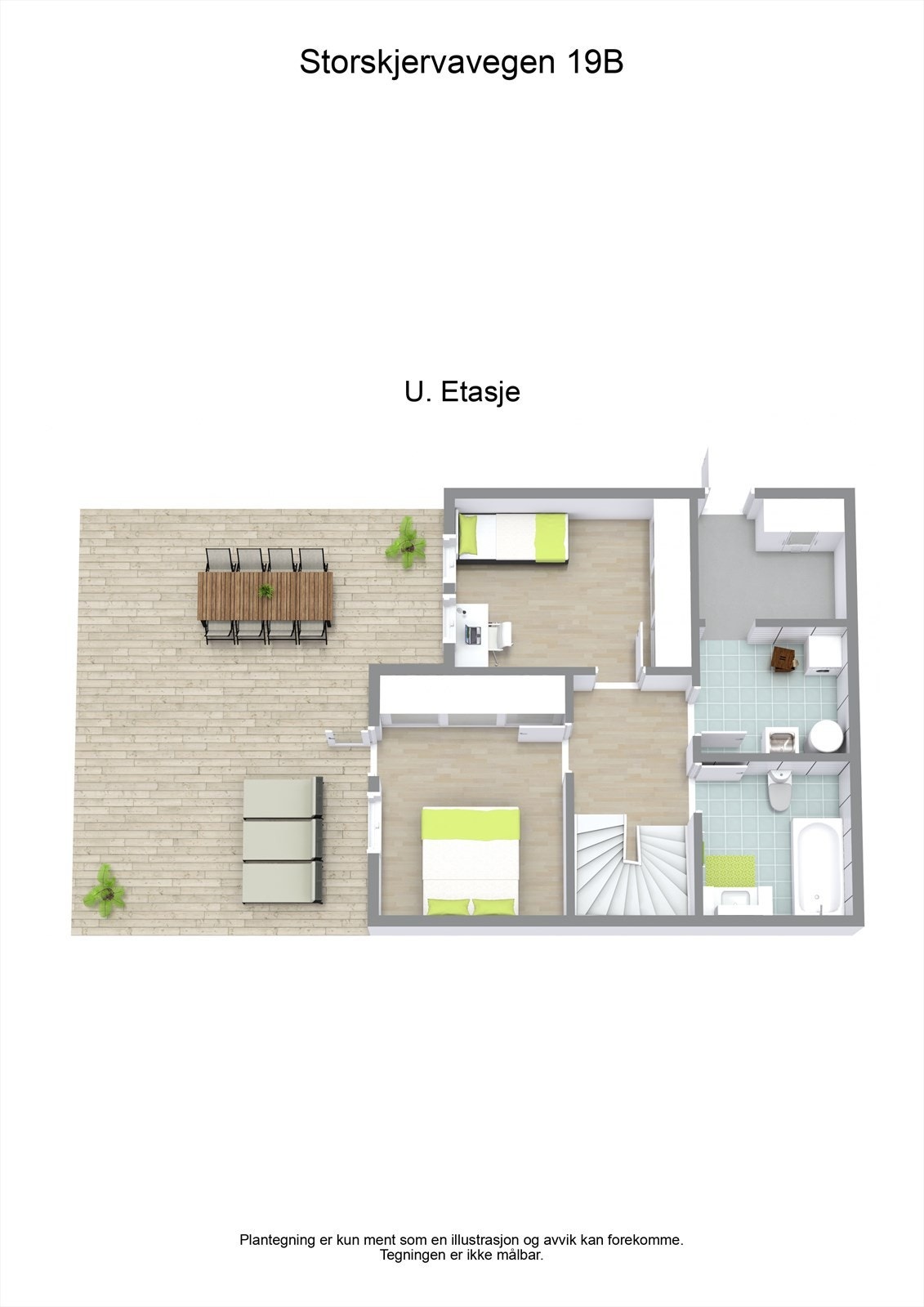 3 D plantegning underetasje Galleribilde
