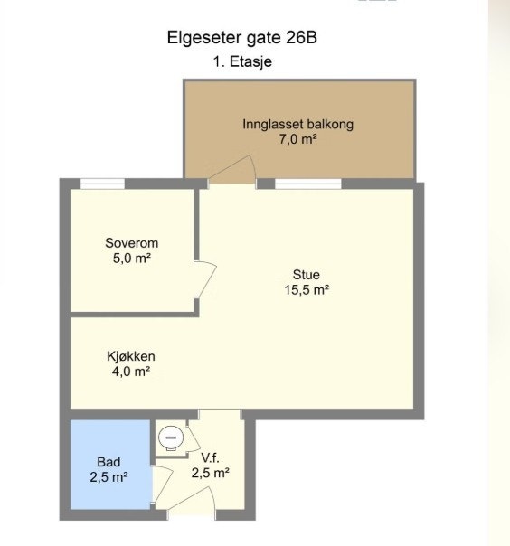 Plantegning - Leiligheten passer perfekt til en enslig eller et par Galleribilde