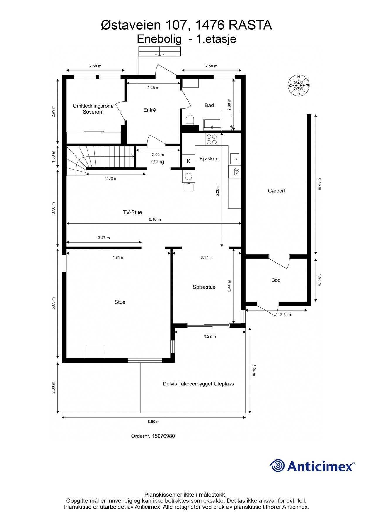 Først starter vi med et overblikk over plantegningen til boligens hovedetasje slik at du får orientert deg litt. Galleribilde