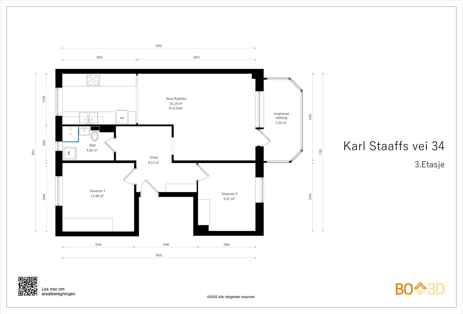 Målsatt plantegning. Galleribilde