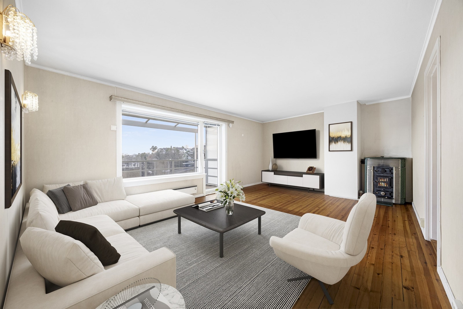 Digitalt møblert stue. Galleribilde