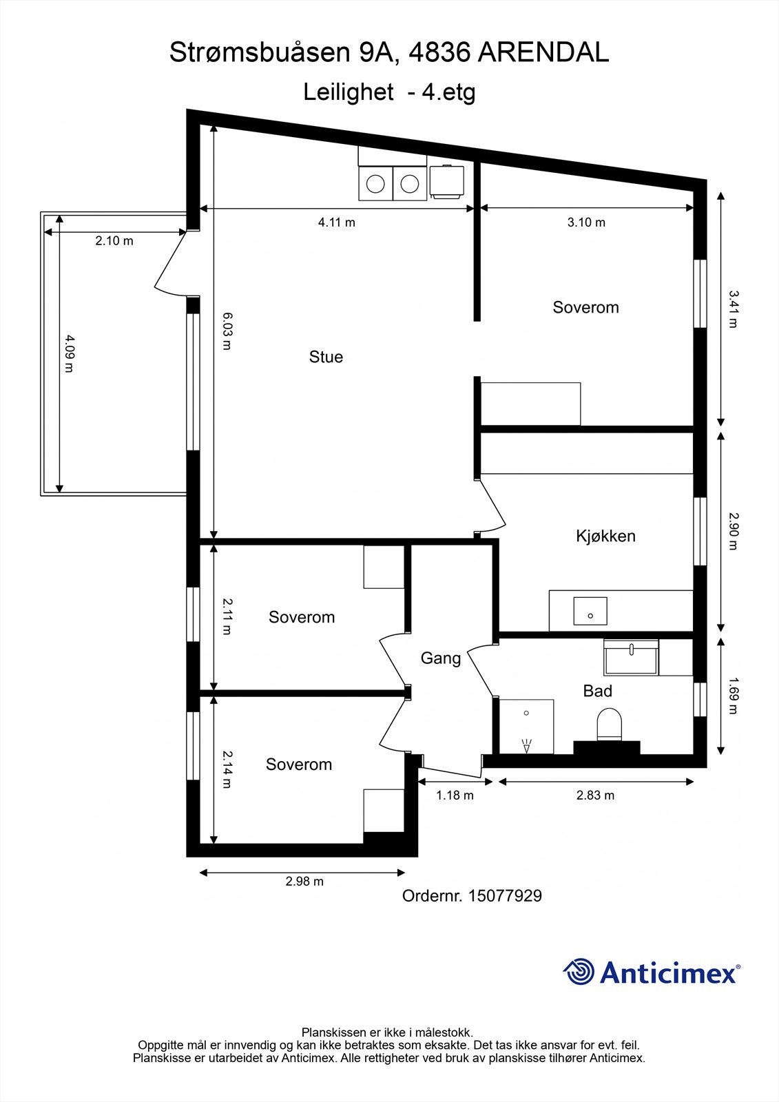 Plantegning leilighet 4. etasje Galleribilde