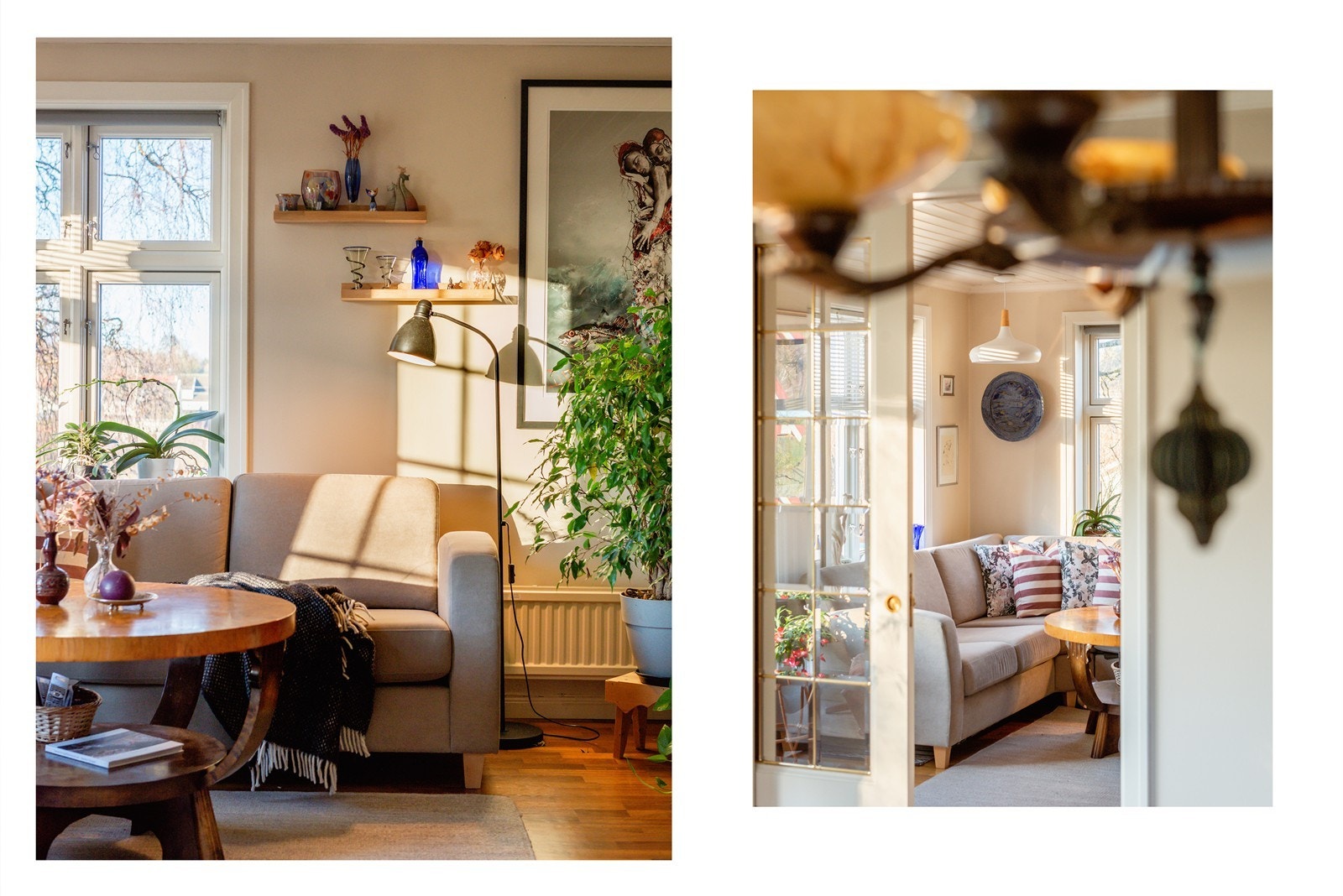 Fra spisestua inn i stua med en god innbydende følelse Galleribilde