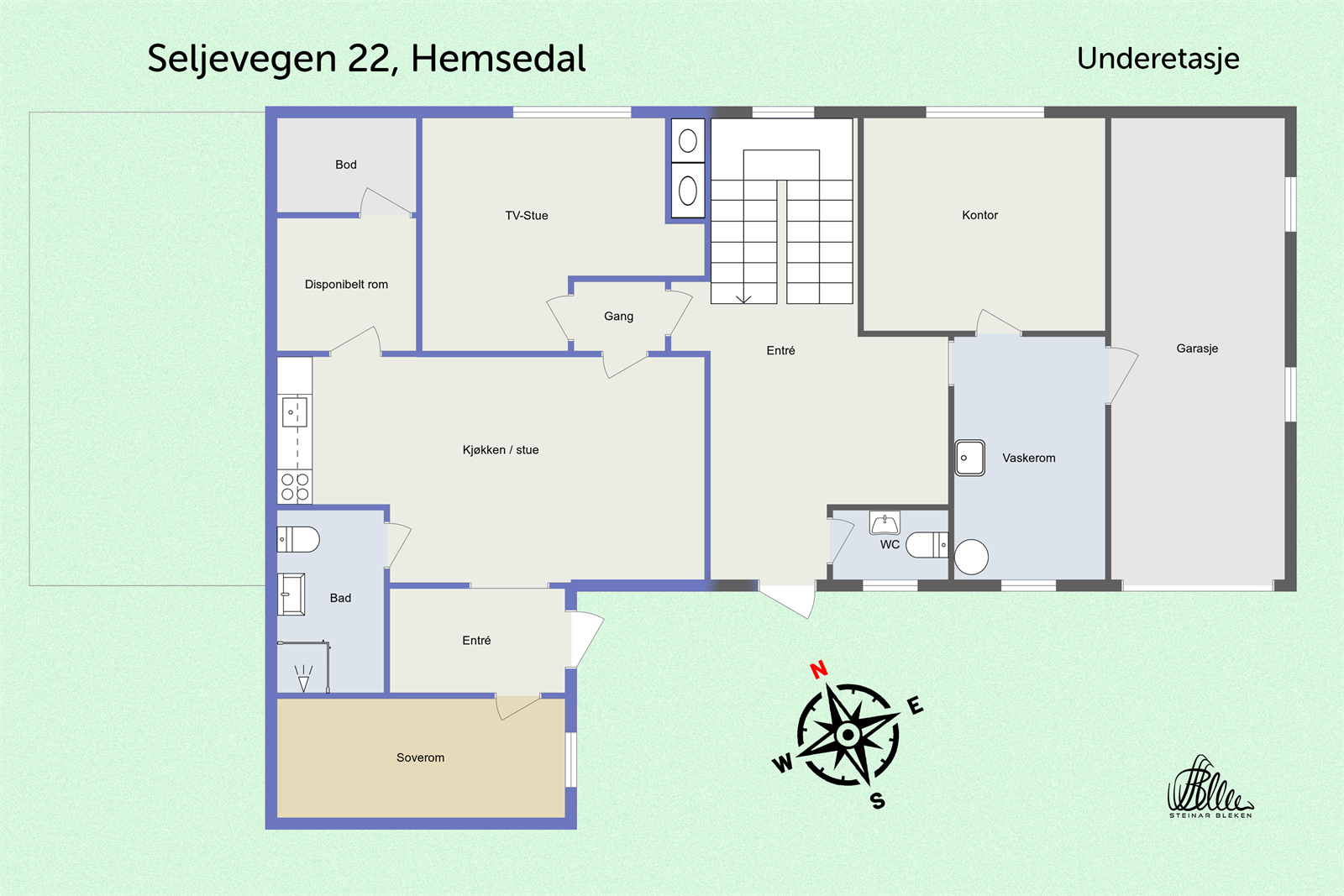 Plantegning underetasje. Galleribilde