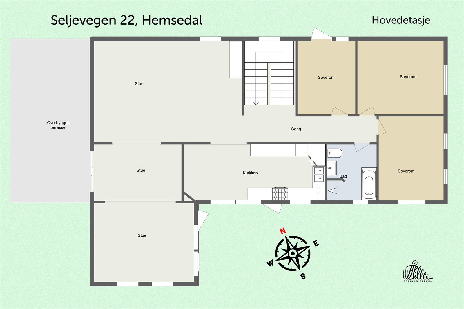 Plantegning hovedetasje. Galleribilde