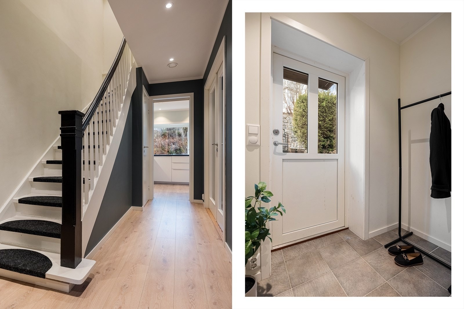 Velkommen inn i en trivelig entrè med plass til å henge fra seg yttertøy. Galleribilde