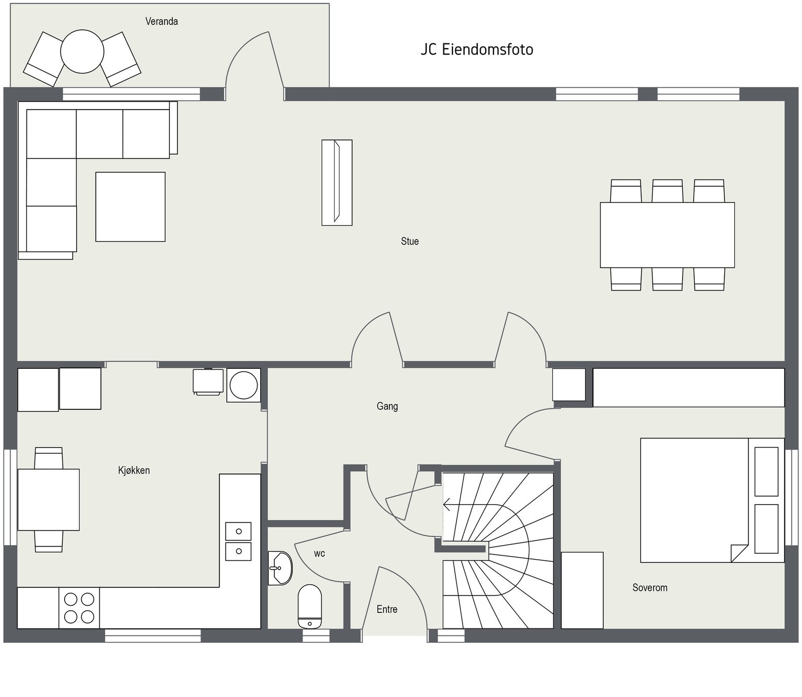 2d plantegning hovedetasje. Galleribilde