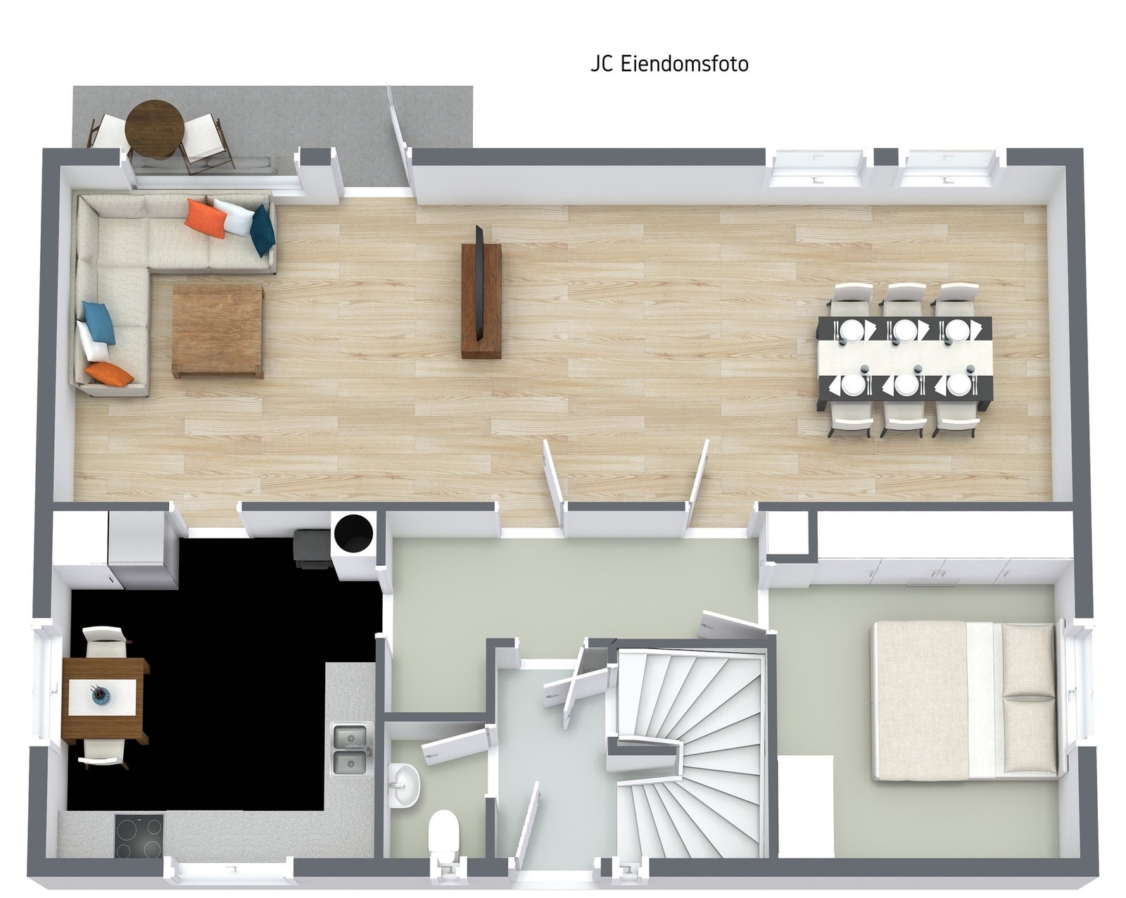 3d plantegning hovedetasje. Galleribilde