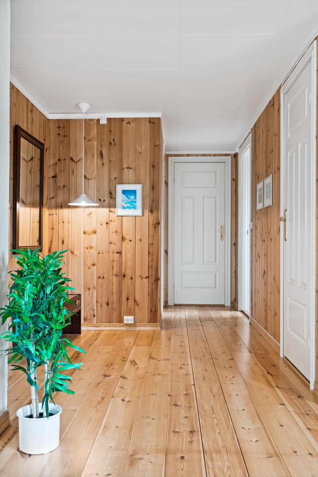 Åpen og lys innergang med adkomst til de øvrige rommene i hytta. Galleribilde