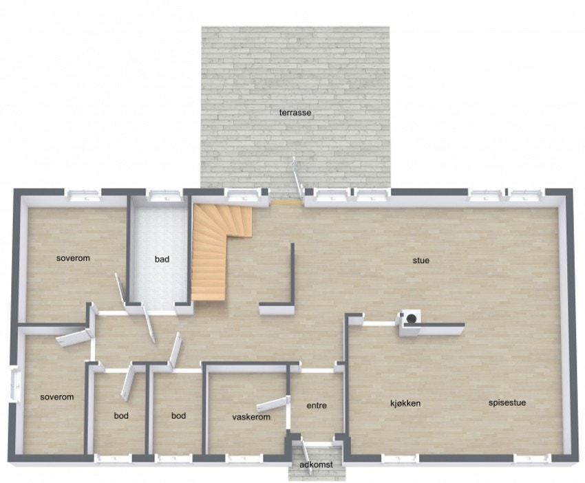 Plantegning 1. etasje Galleribilde