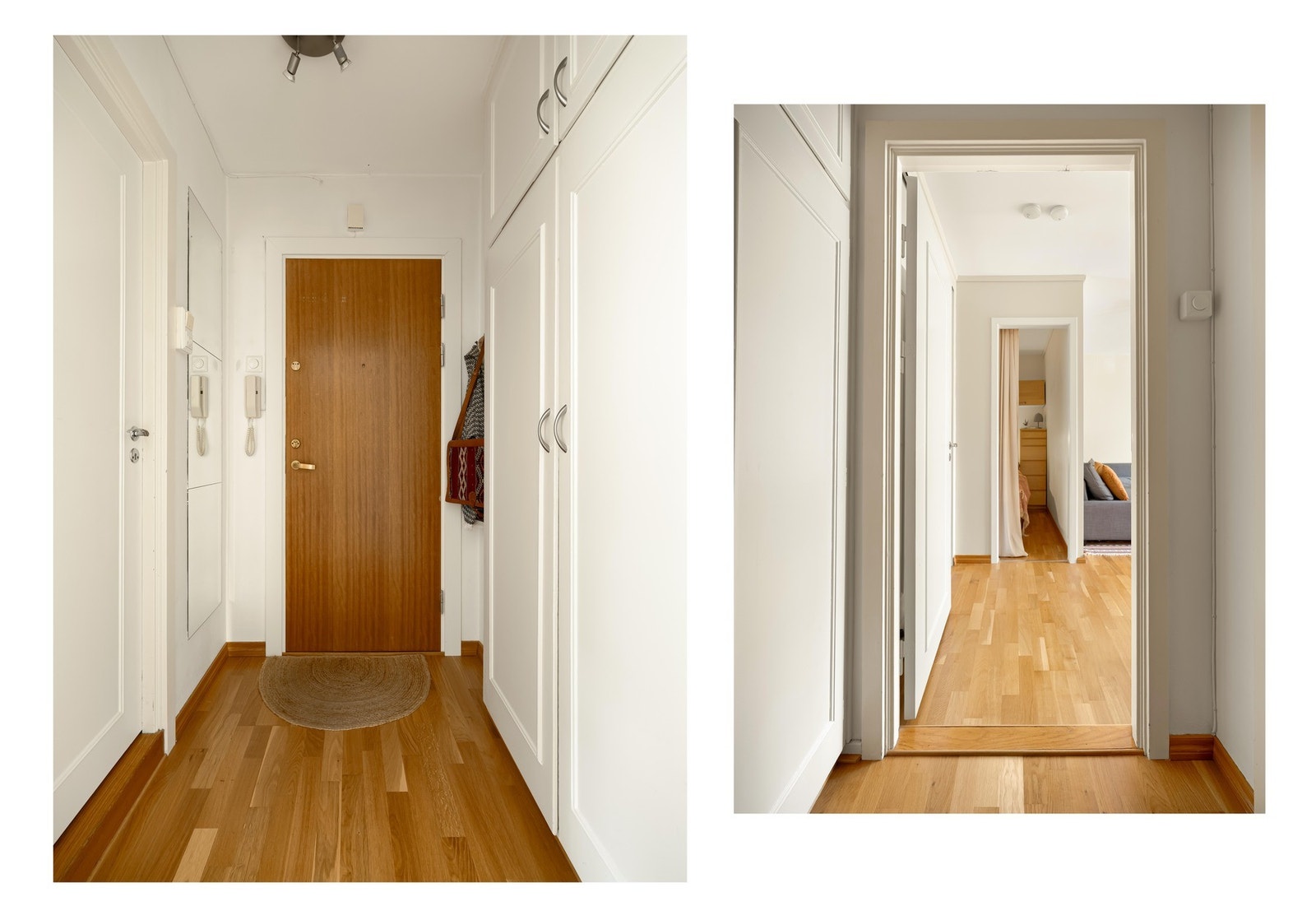 Entréen er av god størrelse, og byr på rikelig med skapplass til oppbevaring. Herfra er også inngangen til badet. Galleribilde