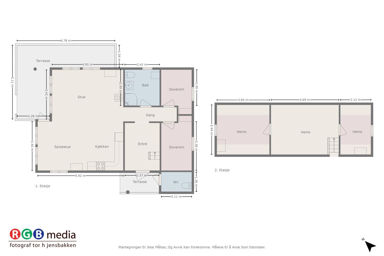 Plantegning begge etasjer. Galleribilde