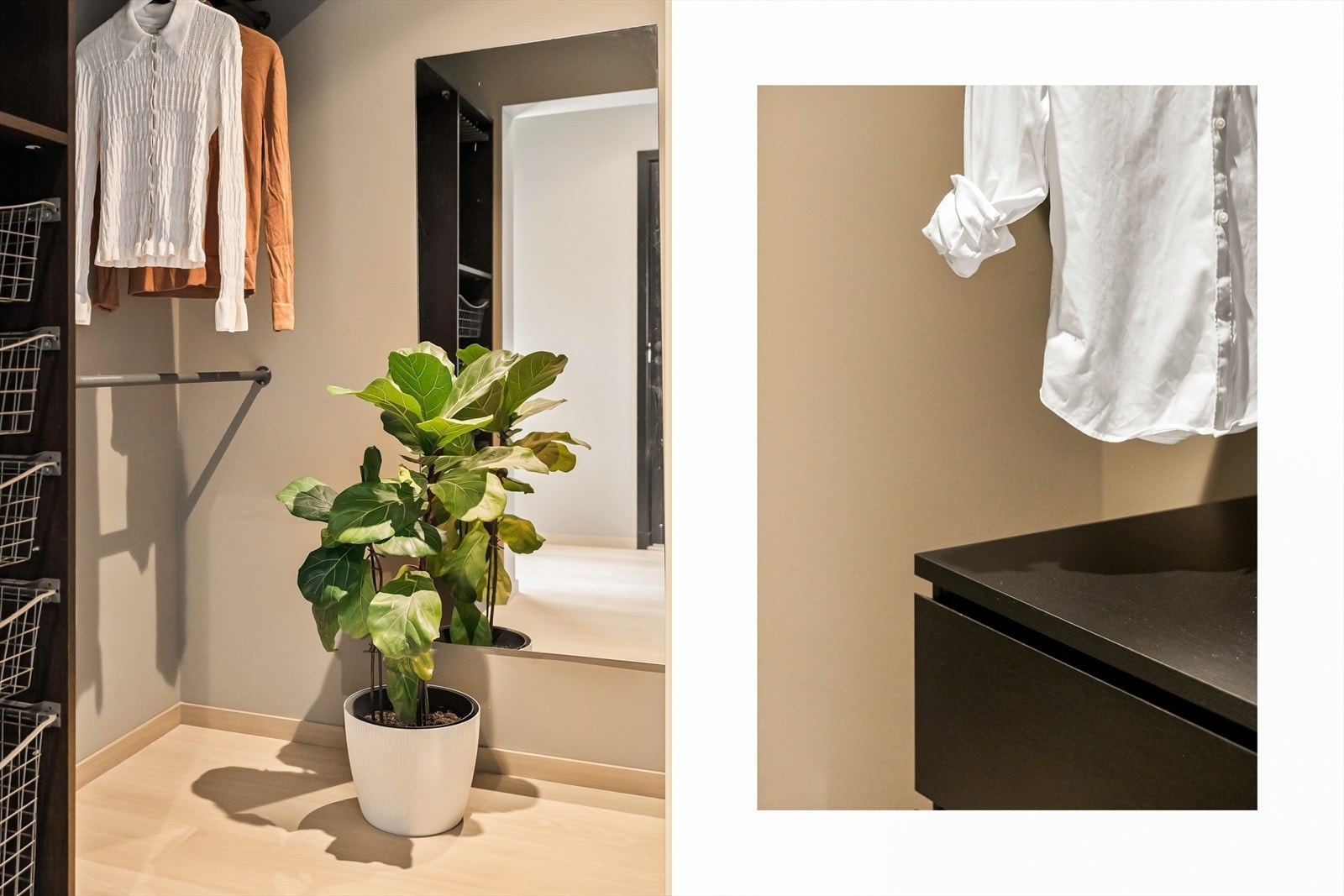 - Et helt rom kun for garderoben, godt organisert i hyller og skap - Galleribilde