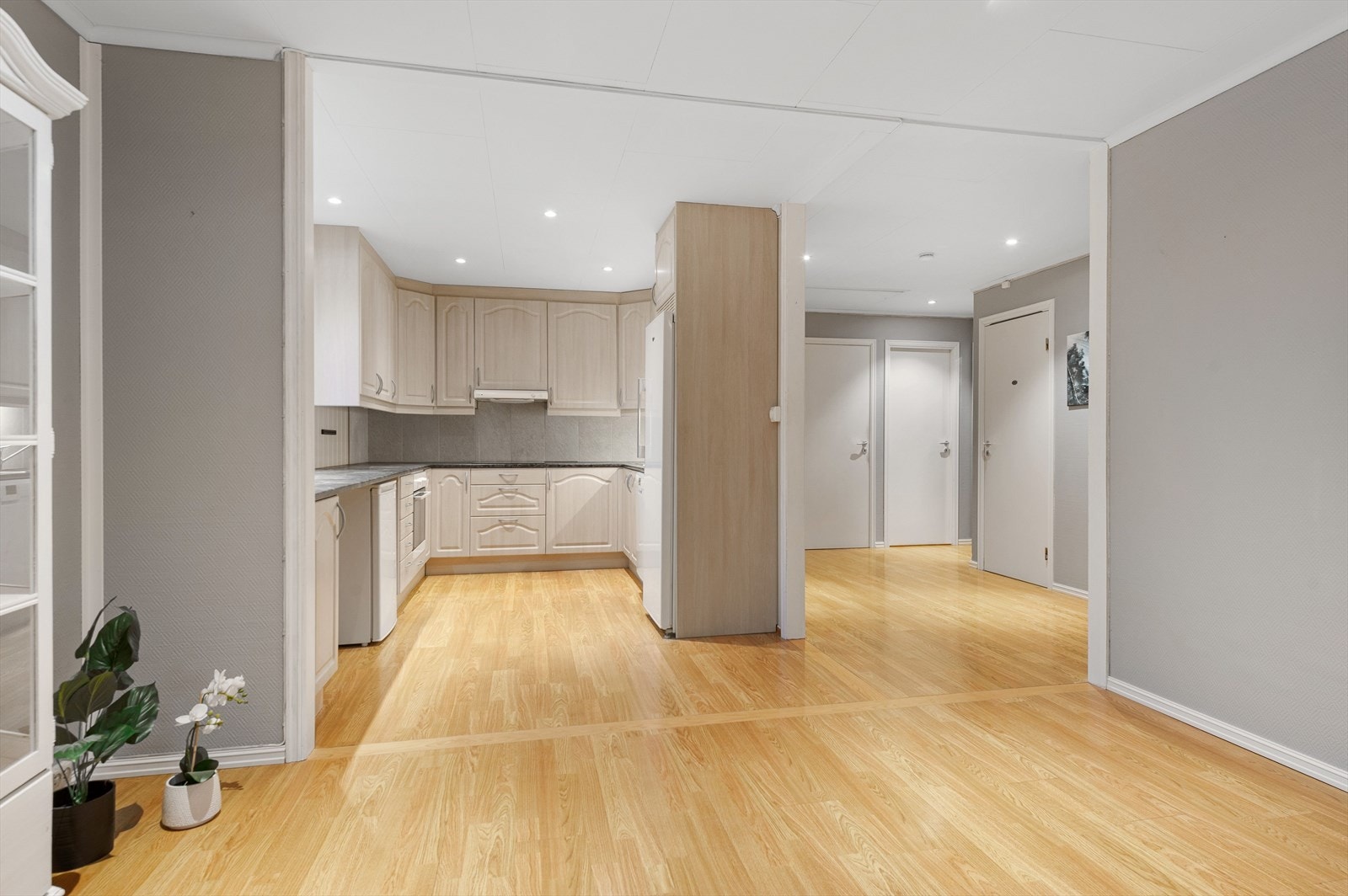 Åpent og luftig mellom gang, ut til stuedel og kjøkken. Galleribilde