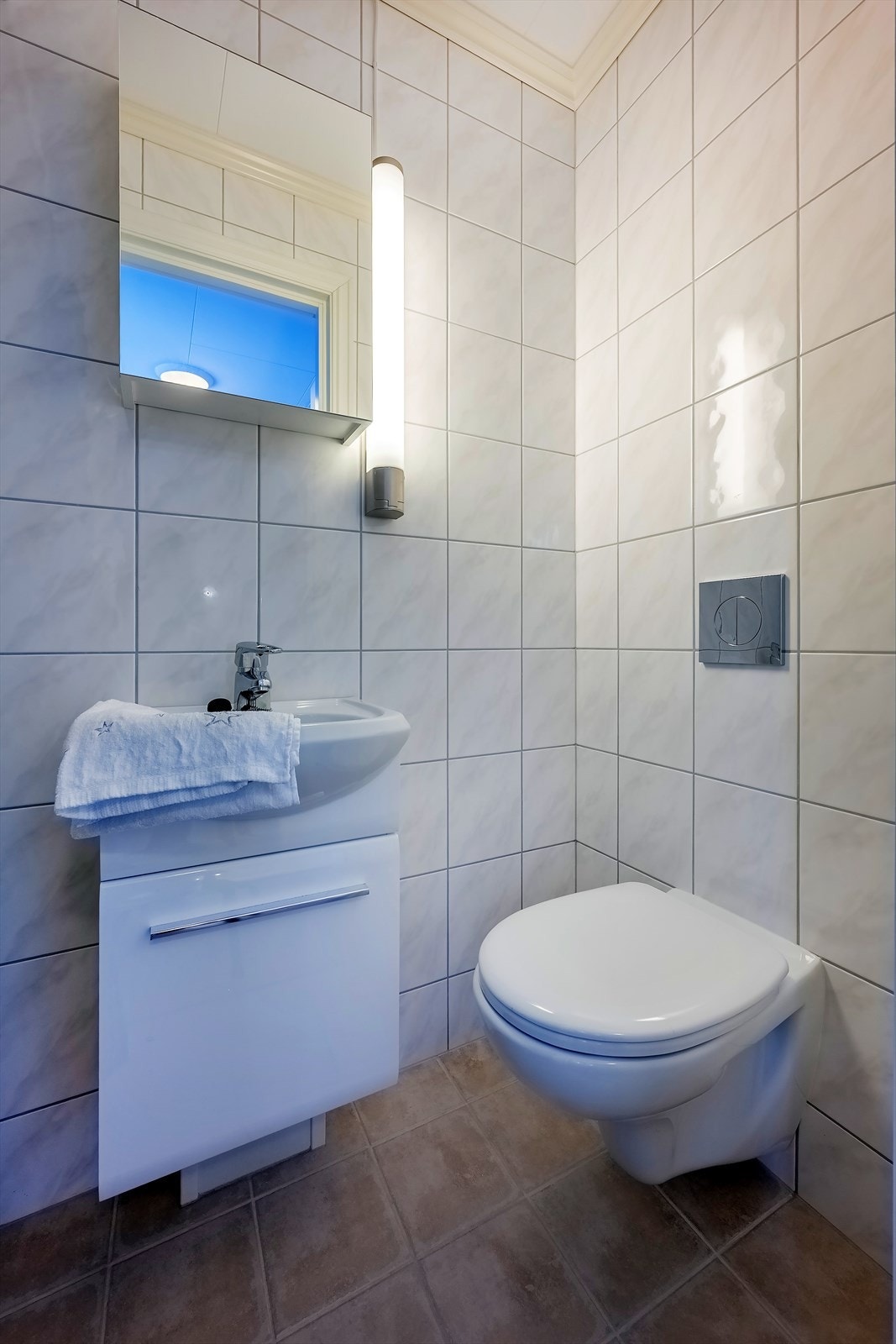 Annekset har også et kompakt bad med dusj, servantinnredning og wc Galleribilde