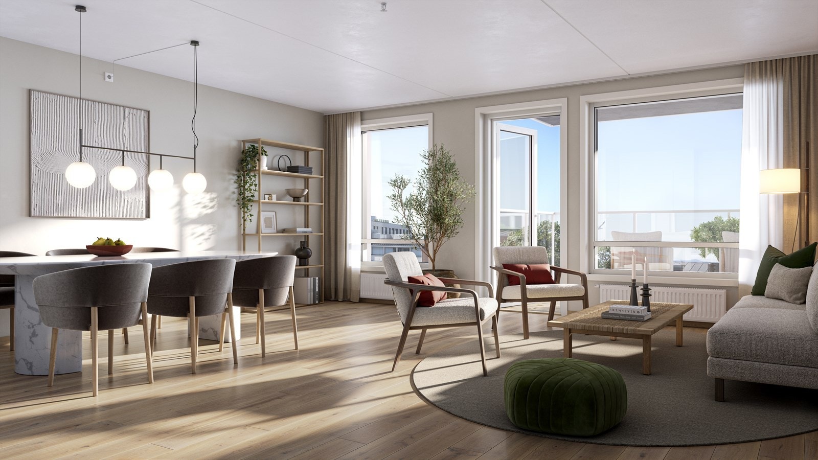 Lys og solrik stue/balkong (bilde fra etasjen over) Galleribilde