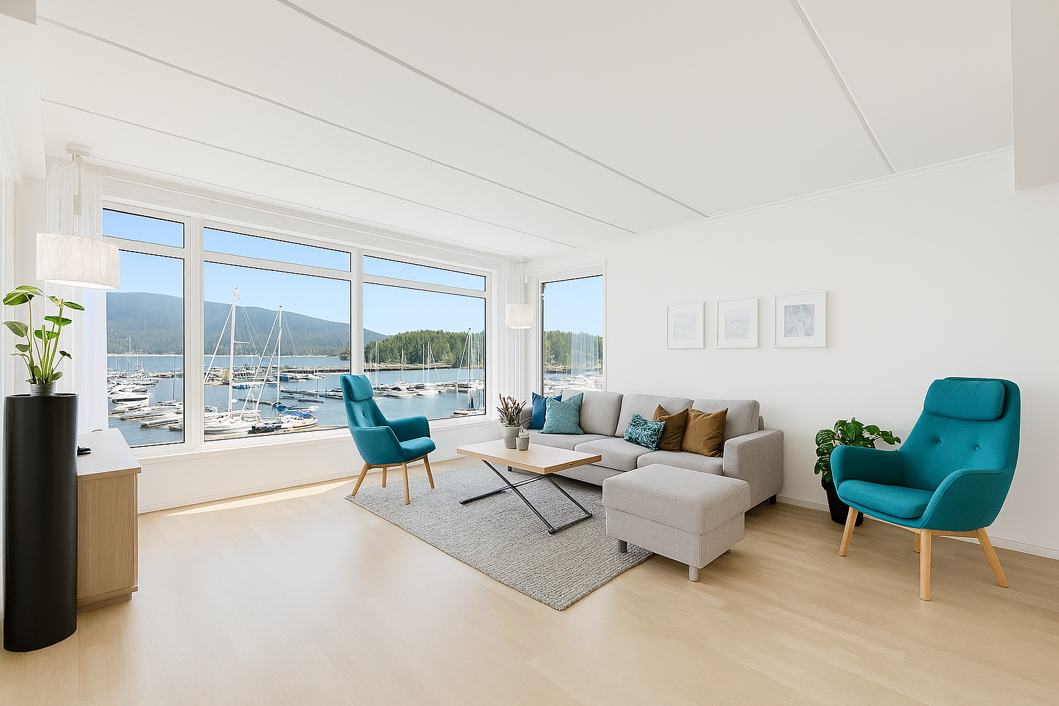 Stor stue med flott utsikt. Stuen er nymalt i 2025. Galleribilde