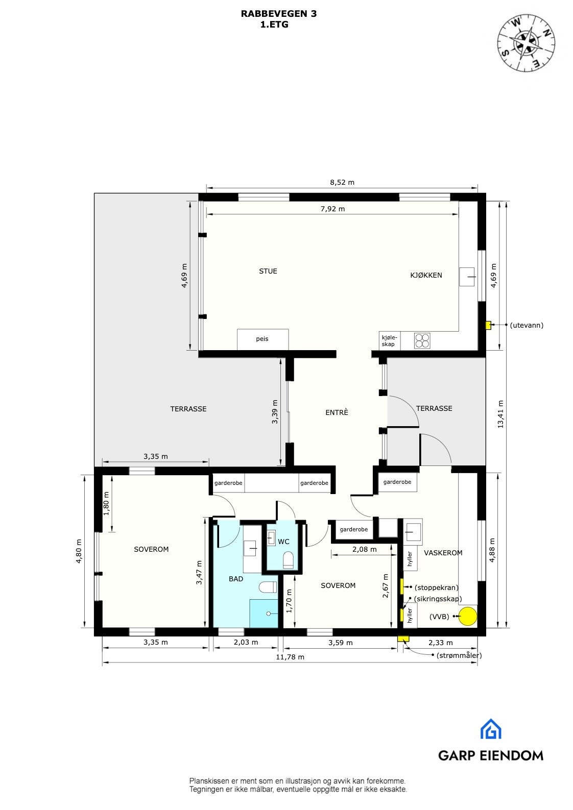 Plantegning 1.etg Galleribilde